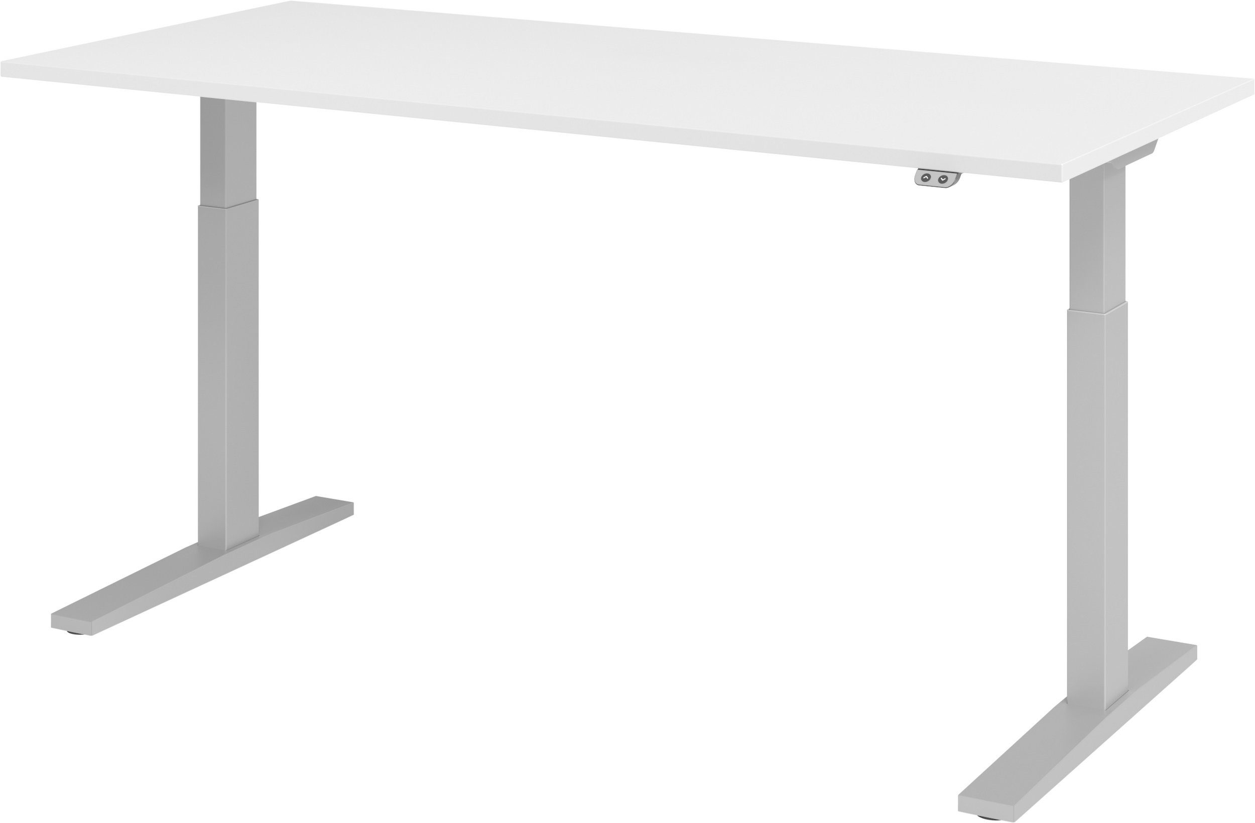 bümö Schreibtisch Schreibtisch elektrisch XMKA, Rechteck: 180 x 80 cm - Dekor: Weiß - Gestell: Silber Silber | Weiß