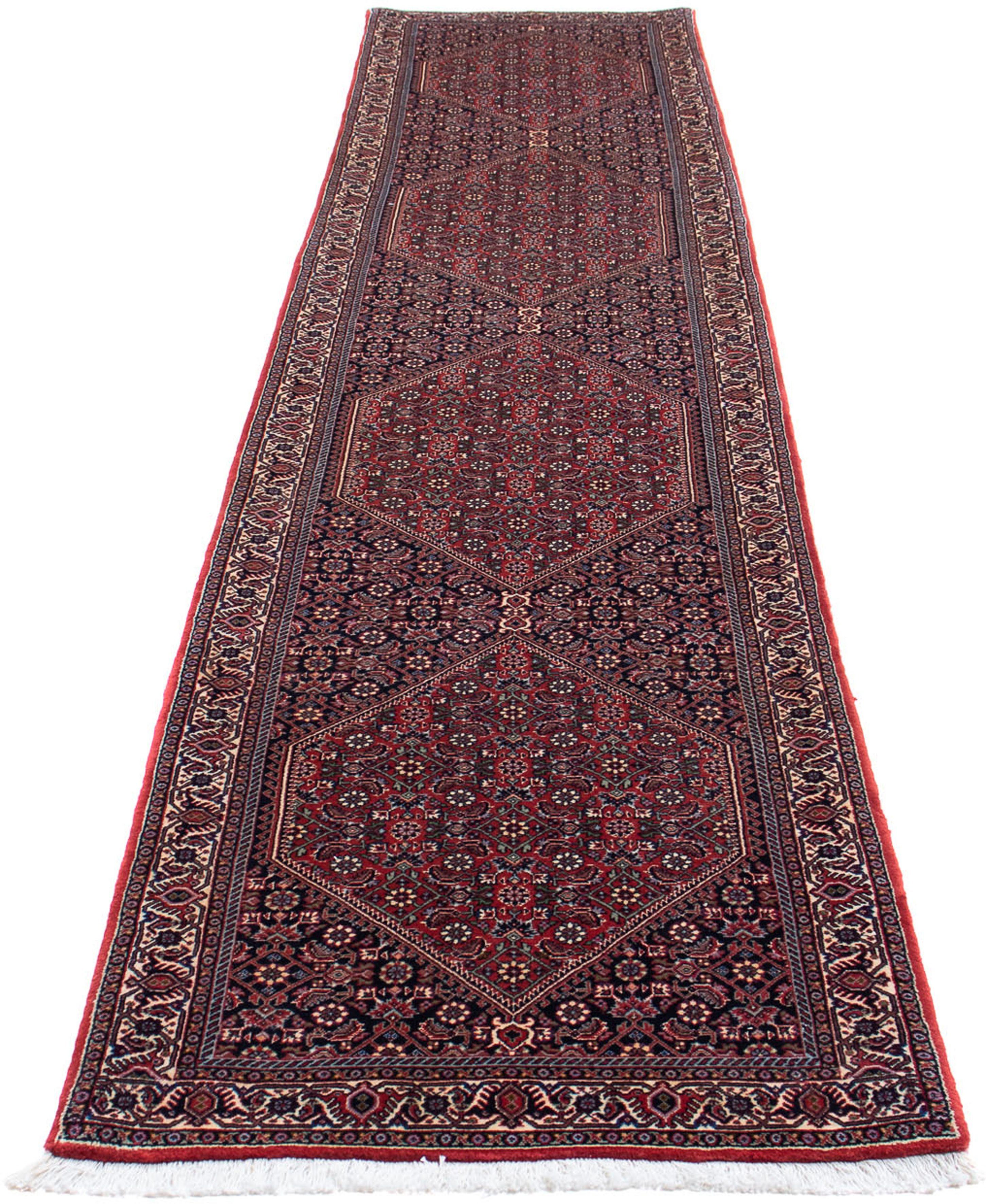 Orientteppich Perser - Bidjar - 380 x 75 cm - dunkelrot, morgenland, rechteckig, Höhe: 15 mm, Wohnzimmer, Handgeknüpft, Einzelstück mit Zertifikat