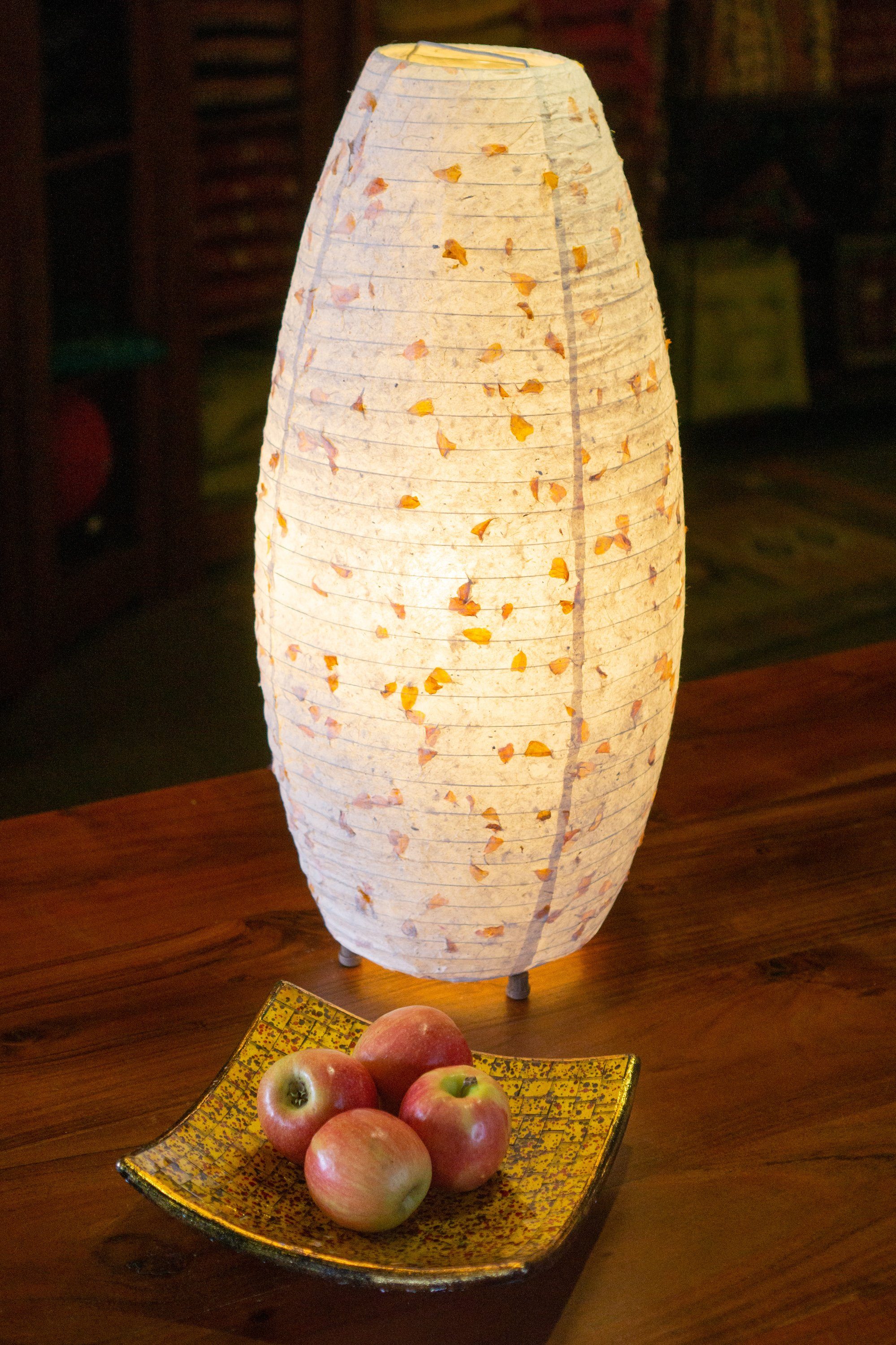 Coronada Flower, 60 Guru-Shop Leuchtmittel cm-weiß Papier Lokta Tischleuchte nicht Tischlampe inklusive