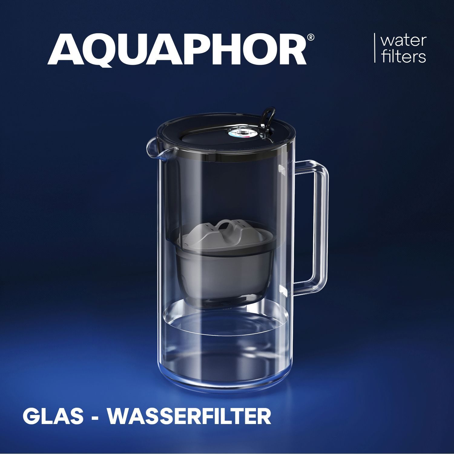 AQUAPHOR Wasserfilter Glas- Фильтрыkanne mit Фильтрыkartusche MAXFOR, bis 200l.Kapazität, Zubehör für Фильтрыkartuschen Maxfor+, Maxfor+ Mg. (Magnesium), Maxfor+H (für hartes Wasser, reduziert mehr Kalk), /Farbe schwarz