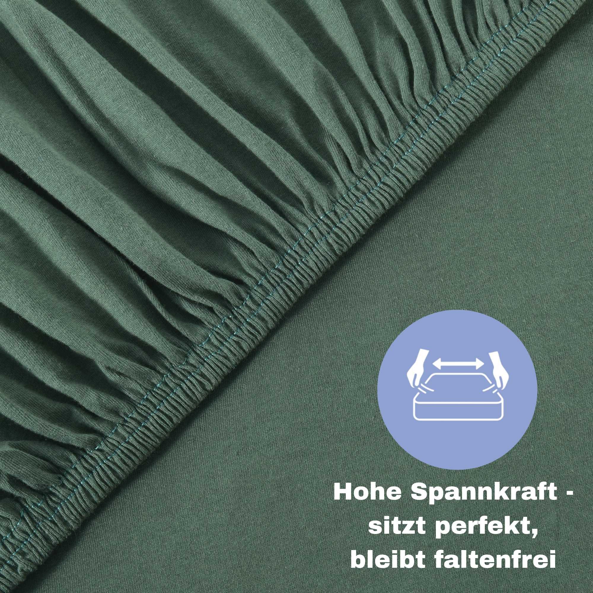 leevitex® Spannbettlaken Spannbettlaken Dunkelgrün / Tannengrün günstig online kaufen