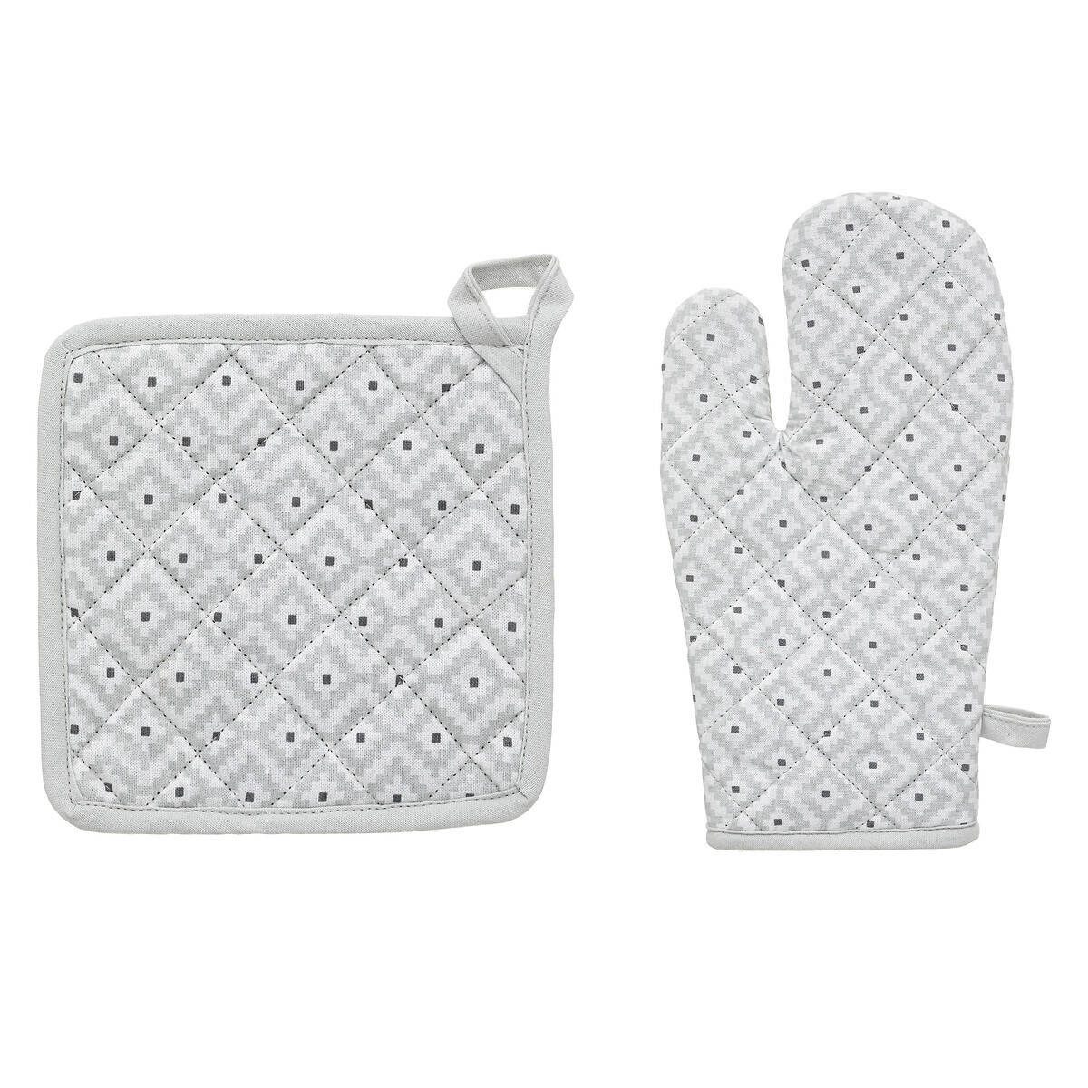 Atmosphera Créateur d'intérieur Topfhandschuhe Ofenhandschuh + Topflappen PATY, Baumwolle, (Küchen-Set)