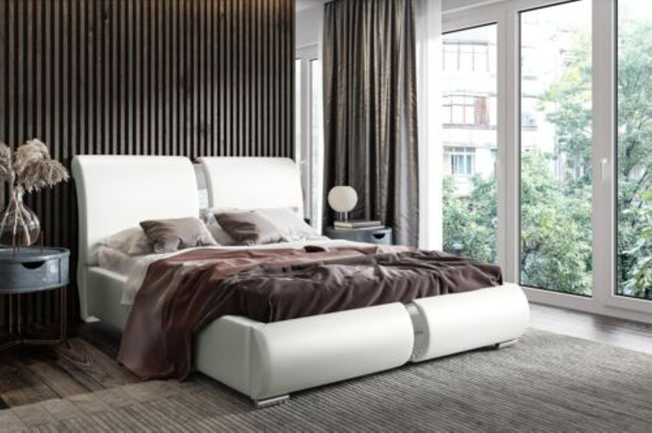 JVmoebel Polsterbett, Design Doppel Hotel Modern Bett Schlafzimmer 180x200cm Neu Weiß