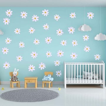 KIKI Wandsticker Wandtattoo Kinderzimmer Weiß Gänseblümchen Selbstklebend Wandtattoo