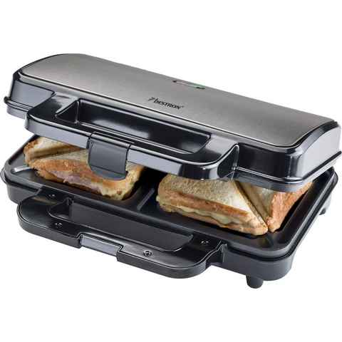bestron Sandwichmaker ASM90XLTG, XL für 2 Sandwiches, Antihaftbeschichtetet, 900 W