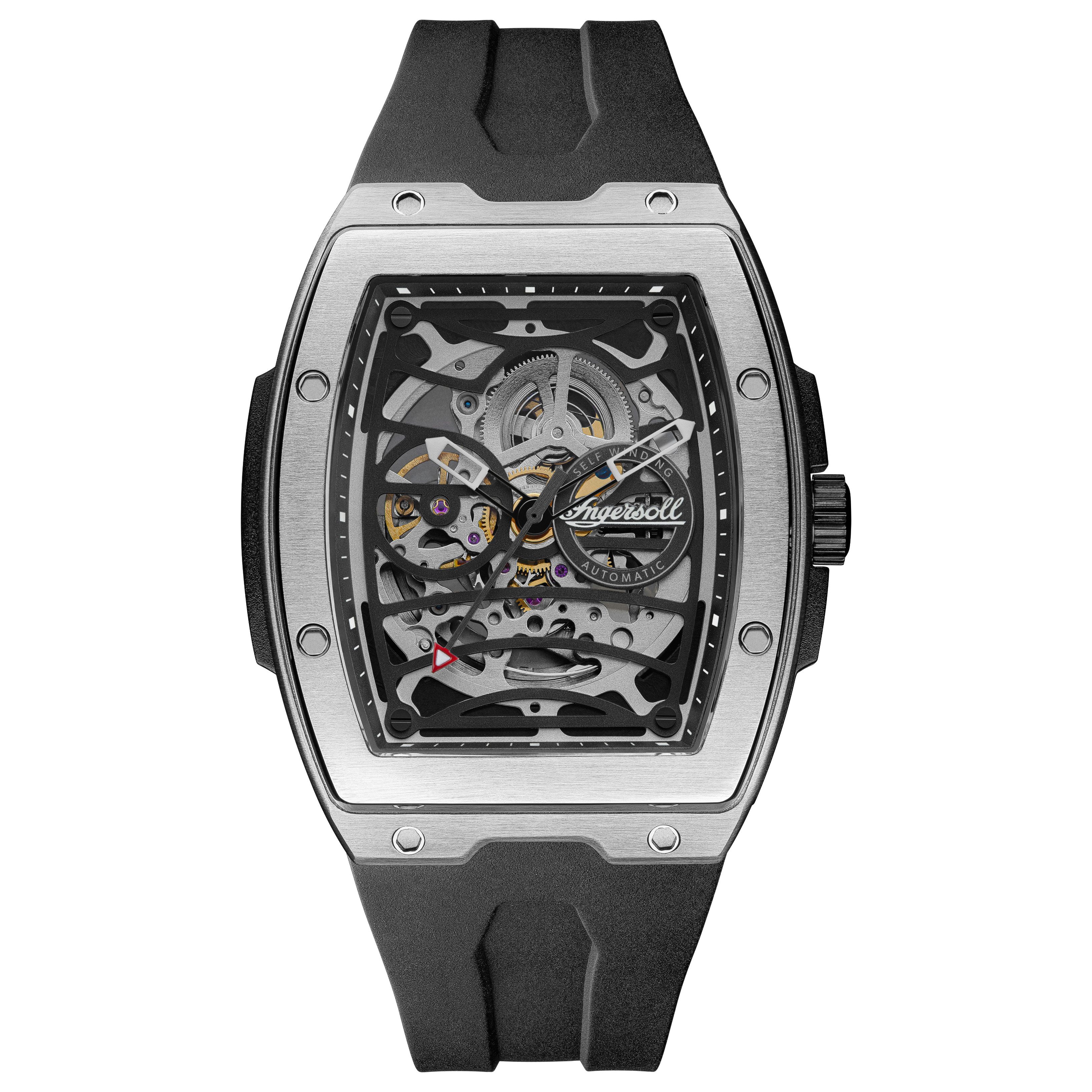Ingersoll Automatikuhr The Challenger I12301, Armbanduhr, Herrenuhr, Mechanische Uhr, Silikonarmband, analog