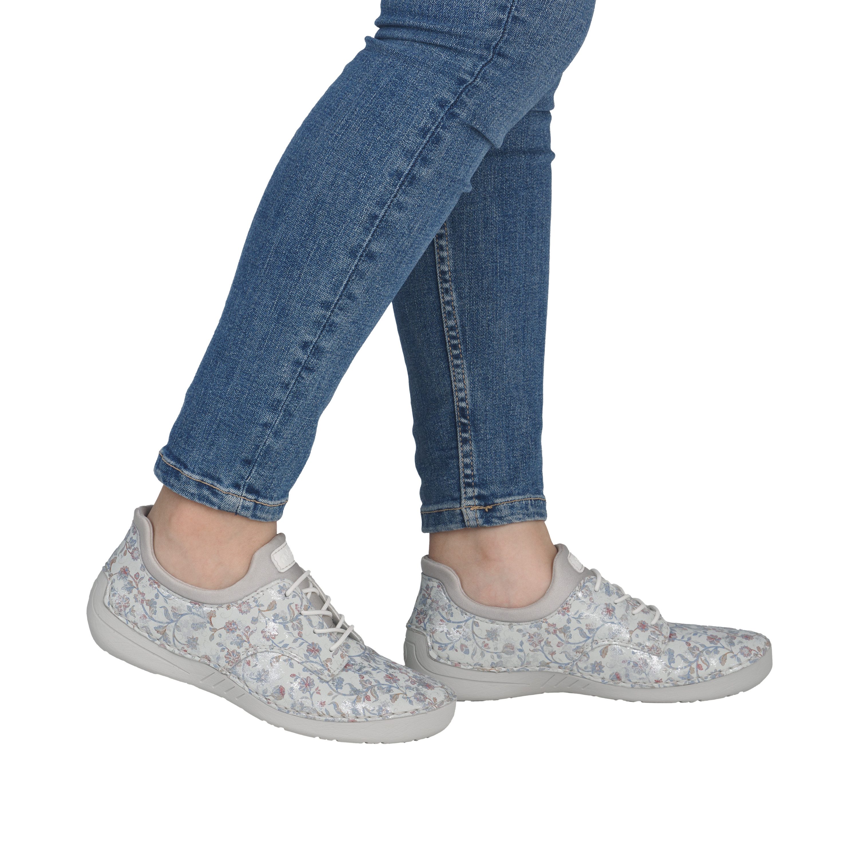 Rieker Slip-On Sneaker Slipper, Halbschuh, Freizeitschuh mit floraler Musterung