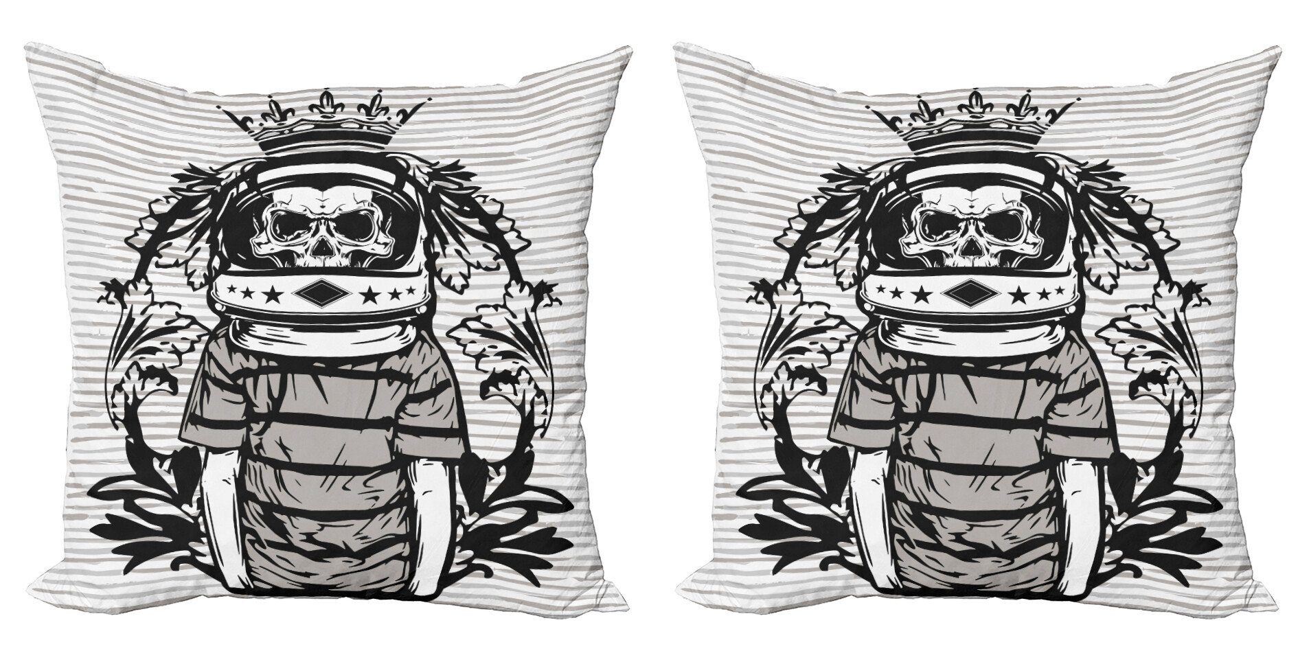 Schädel-Astronaut (2 Stück), Digitaldruck, Modern Kissenbezüge Doppelseitiger Schädel Abakuhaus Accent Mann