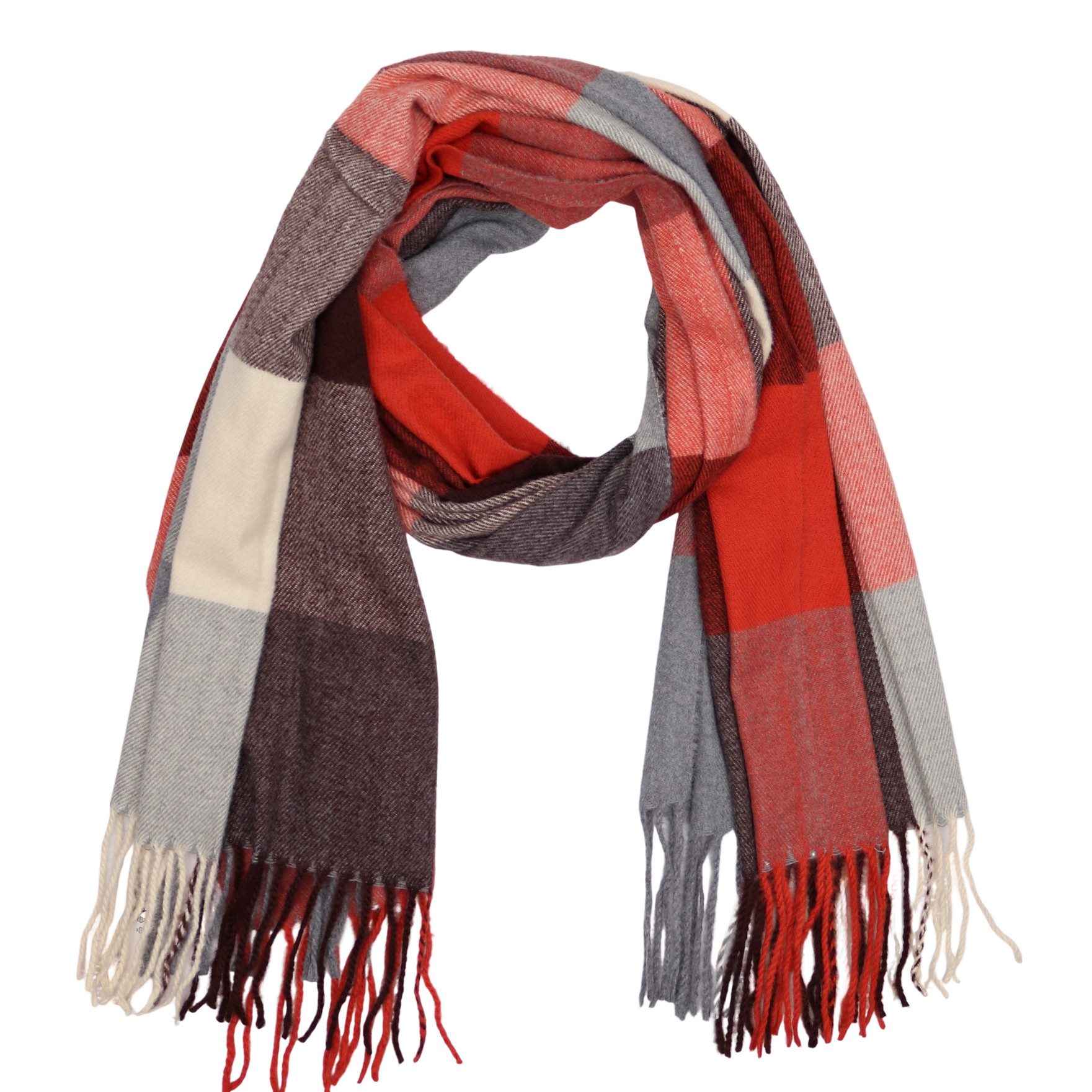 MIRROSI Modeschal weicher und warmer karierter Schal mit Fransen, 70x180cm, günstig online kaufen
