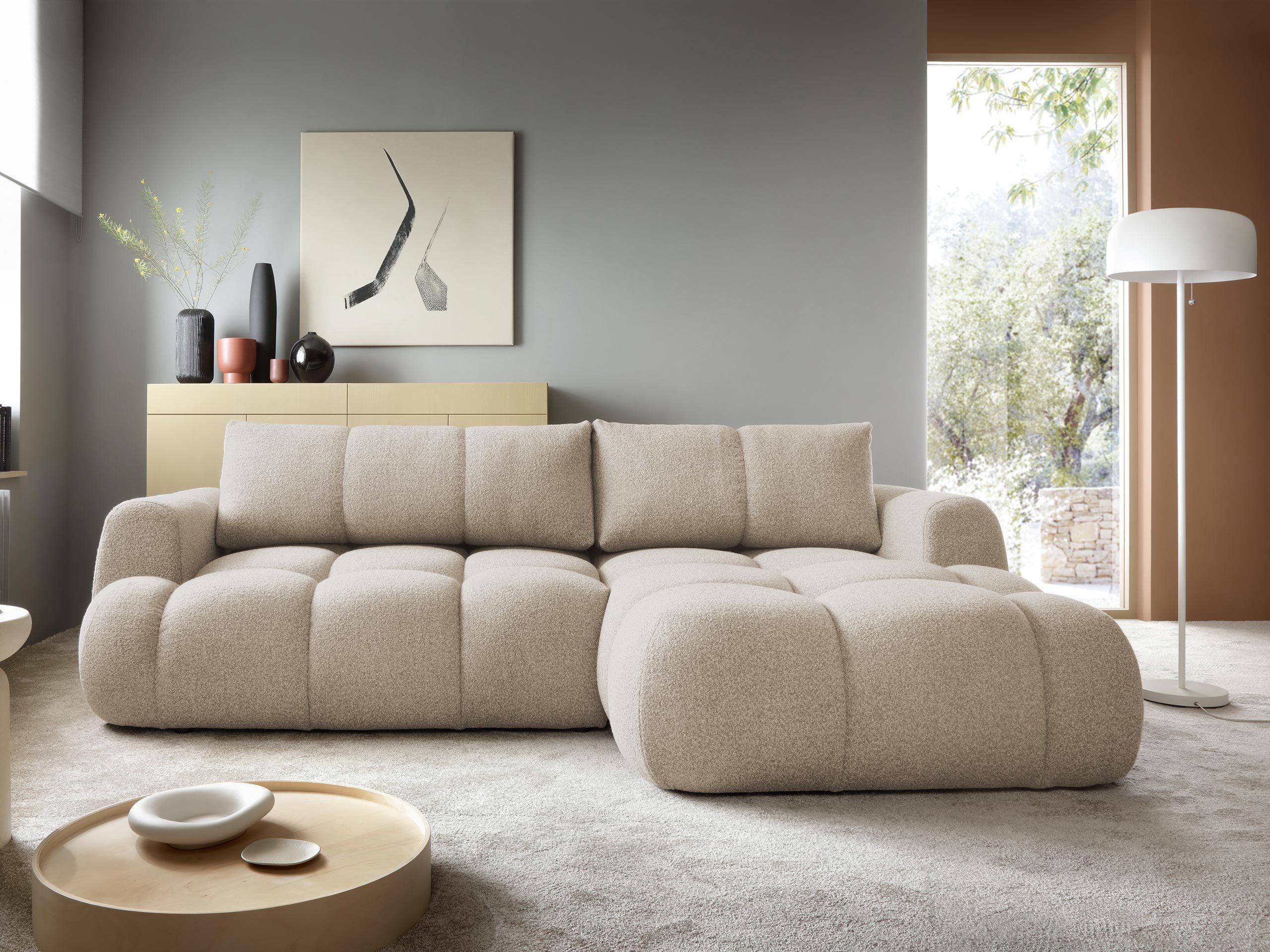 MIRJAN24 Ecksofa Mitto, mit Bettkasten und Schlaffunktion, Ausziehautomatik DL, 270x173x85 cm