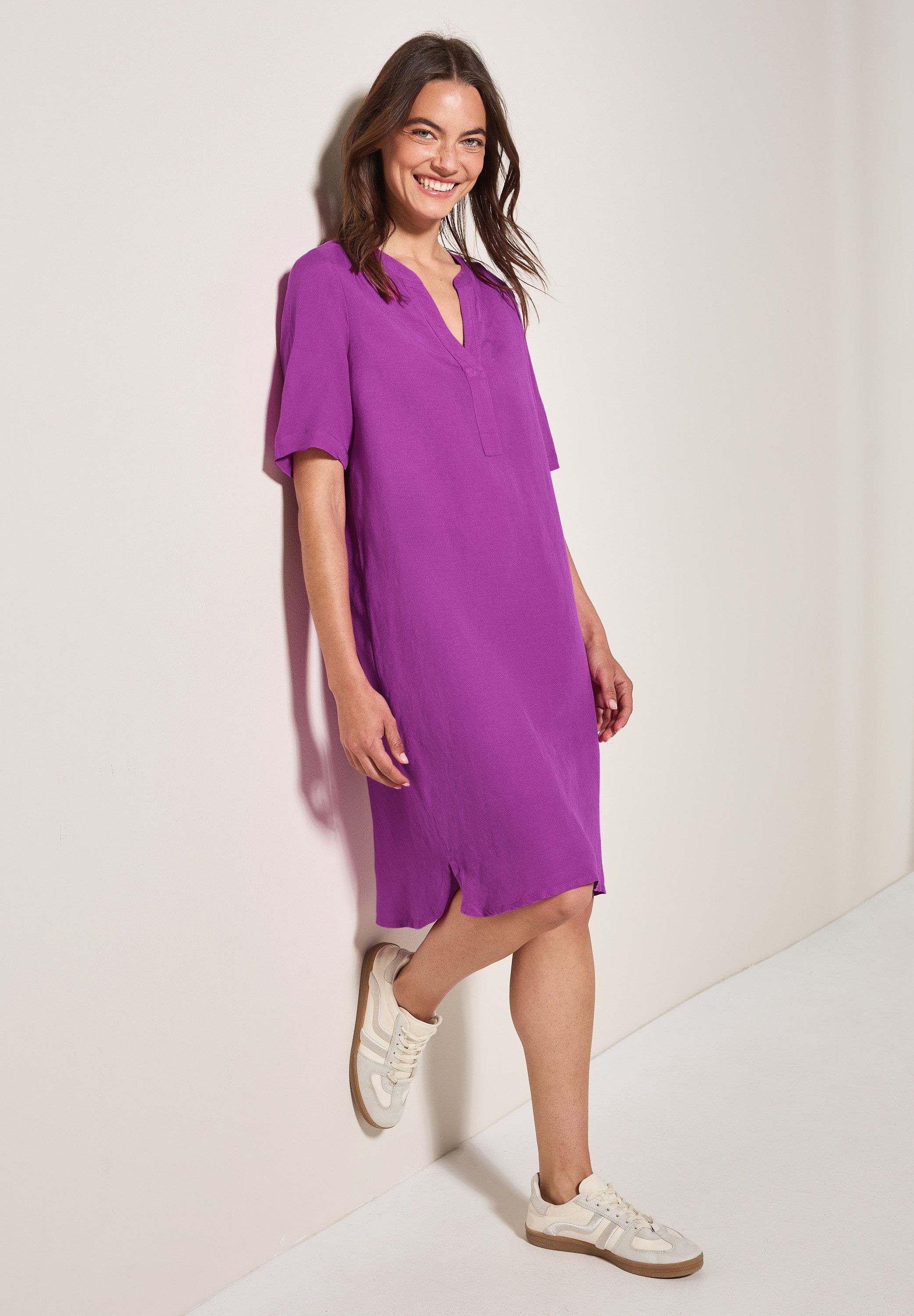 CECIL Sommerkleid Splitneck, mit Leinen günstig online kaufen
