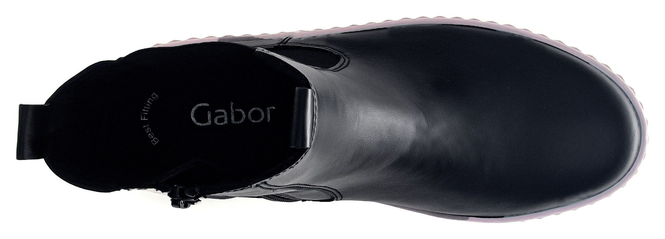 Plateausohle mit kontrastfarbiger Gabor Chelseaboots schwarz