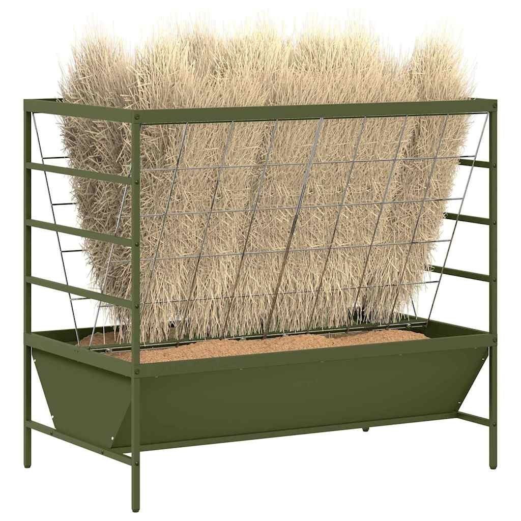 vidaXL Futterspender Viehfutterspender Olive Grün 100 x 60 x 90 cm