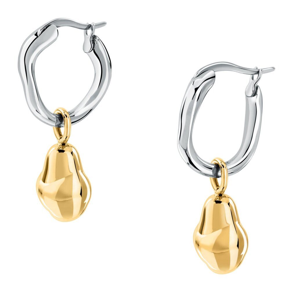 Trussardi Ohrring-Set Runde bicolor Ohrringe 2 in 1 aus Stahl T-Design TJAXA14