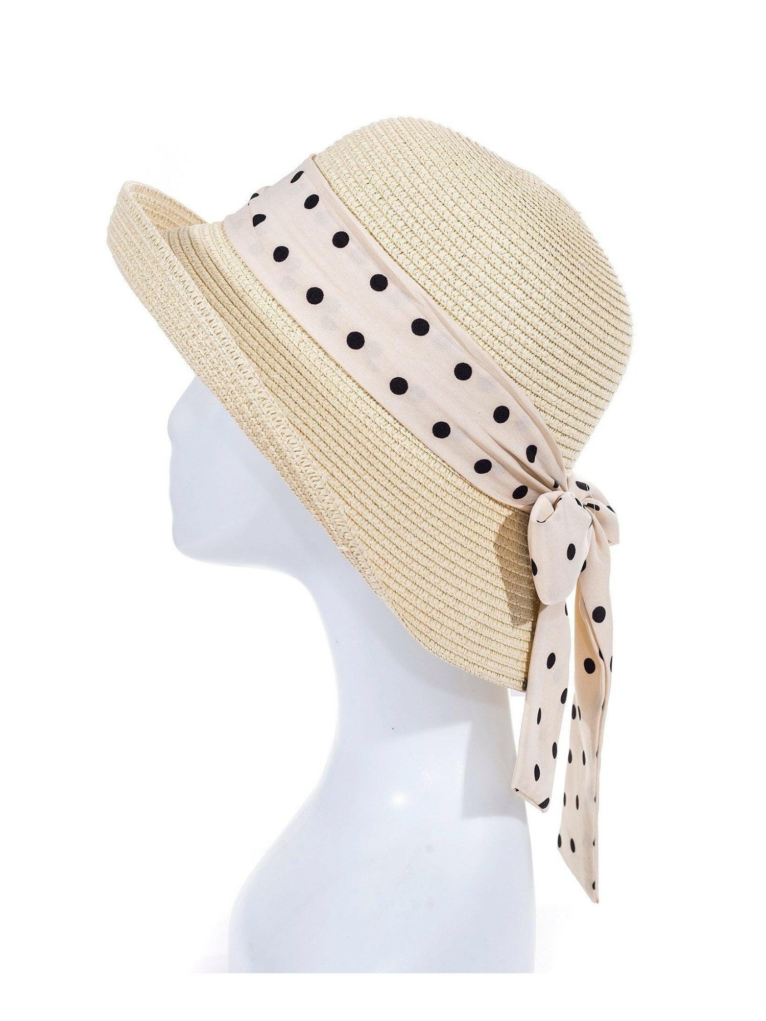 Adel Accessoires Sonnenhut Damenhut mit Schleife und Punkten – 50–55 cm – Sommerhut