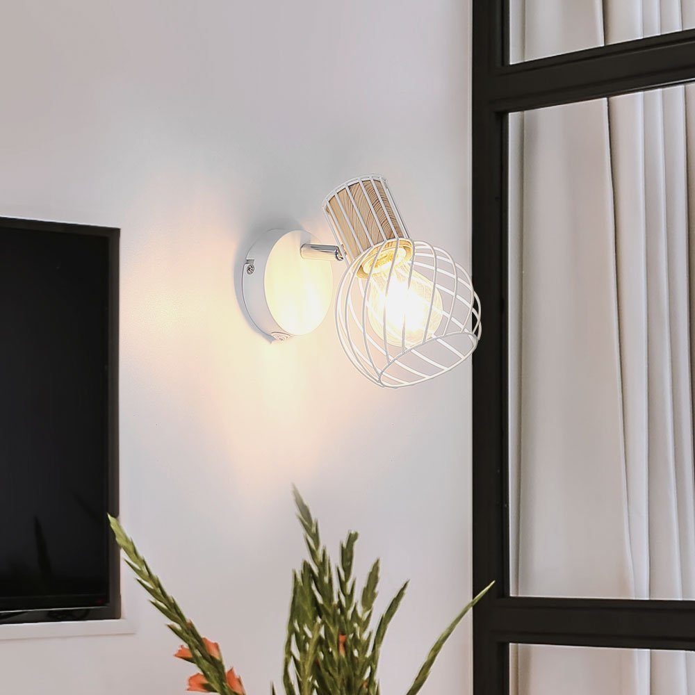 Wandleuchte, Leuchte Lampe Zimmer Spot Schlaf Leuchtmittel Wand Holz nicht inklusive, etc-shop Metall Beweglich