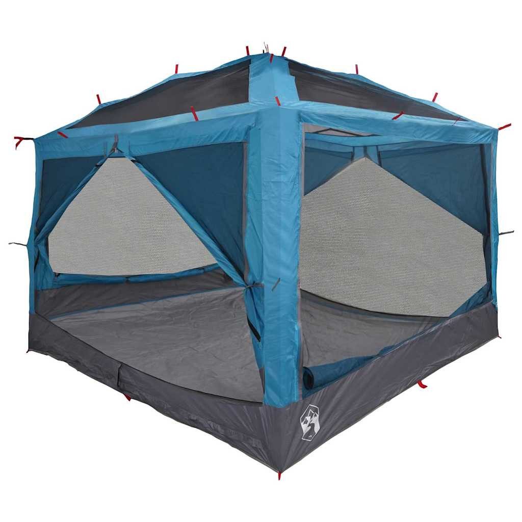 furnicato Faltzelt Campingzelt 7 Personen 300x300x250 cm Blau-Grau, (1 tlg), Familienzelt mit Belüftungsfenstern, E-Port und Aufbewahrungstaschen
