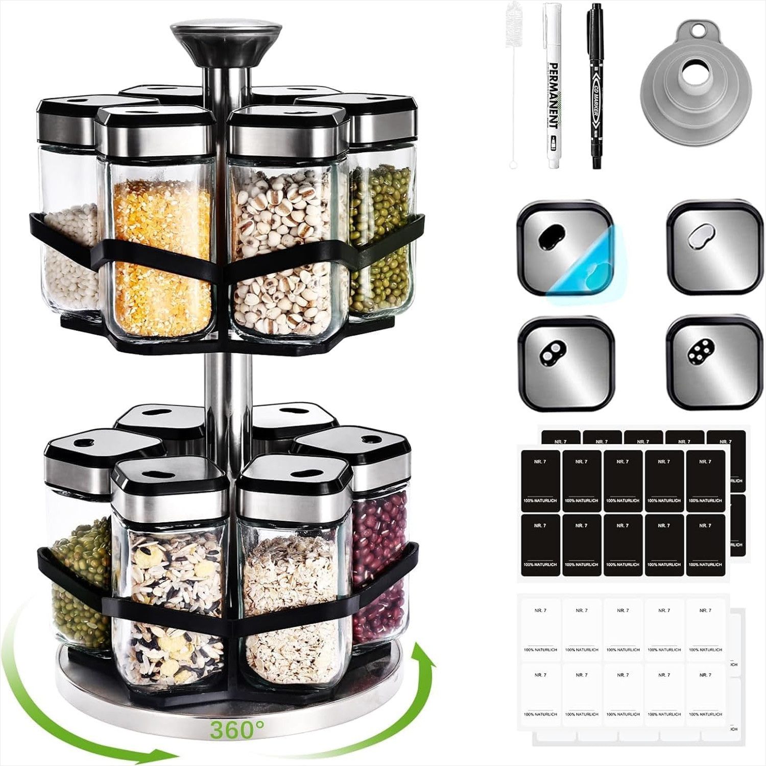 KingLux Gewürzkarussell 360° Gewürzregal Drehbar 2 günstig online kaufen