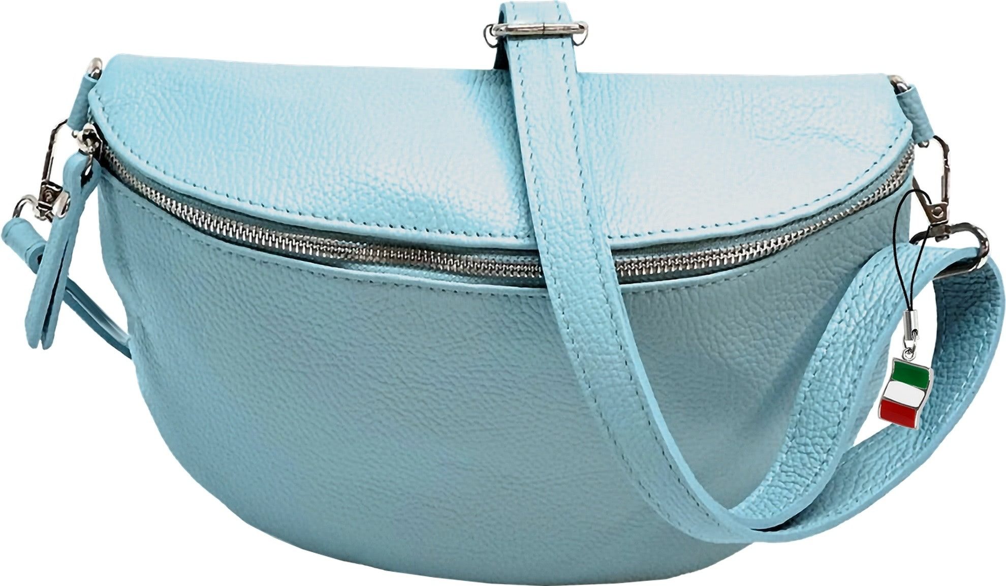 FLORENCE Gürteltasche Florence Tasche Tragegurt passend hellblau (Gürteltasche), Damen Gürteltasche Echtes Leder, hellblau ca. 19cm hoch, Tragegurt