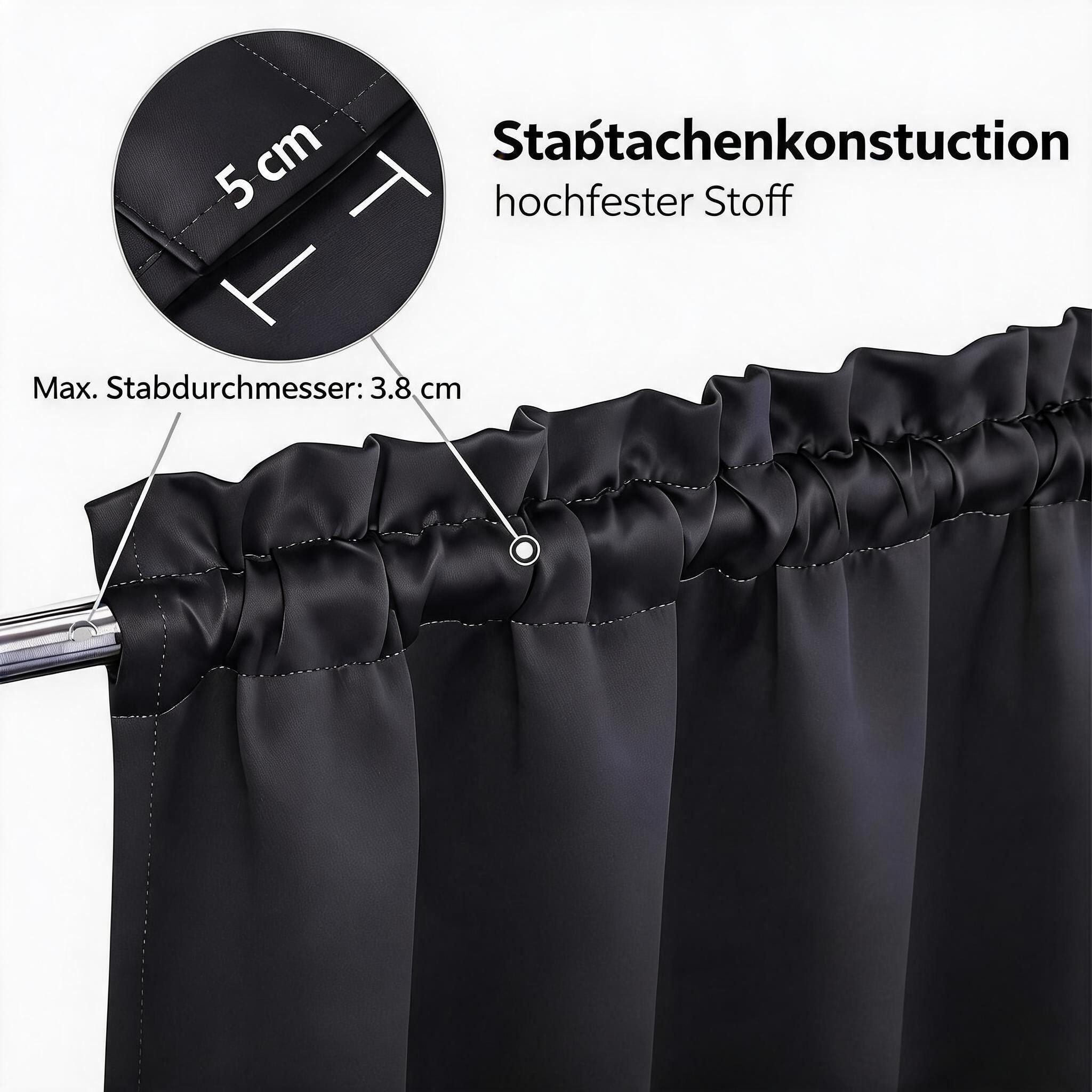 GarveeMore Gardine Verdunkelungsvorhang Scheibengardine Panneaux Kuvertstore, Thermoisolierende Verdunkelungsvorhänge für Küche und kleine Fenster – Bild 5 von 5