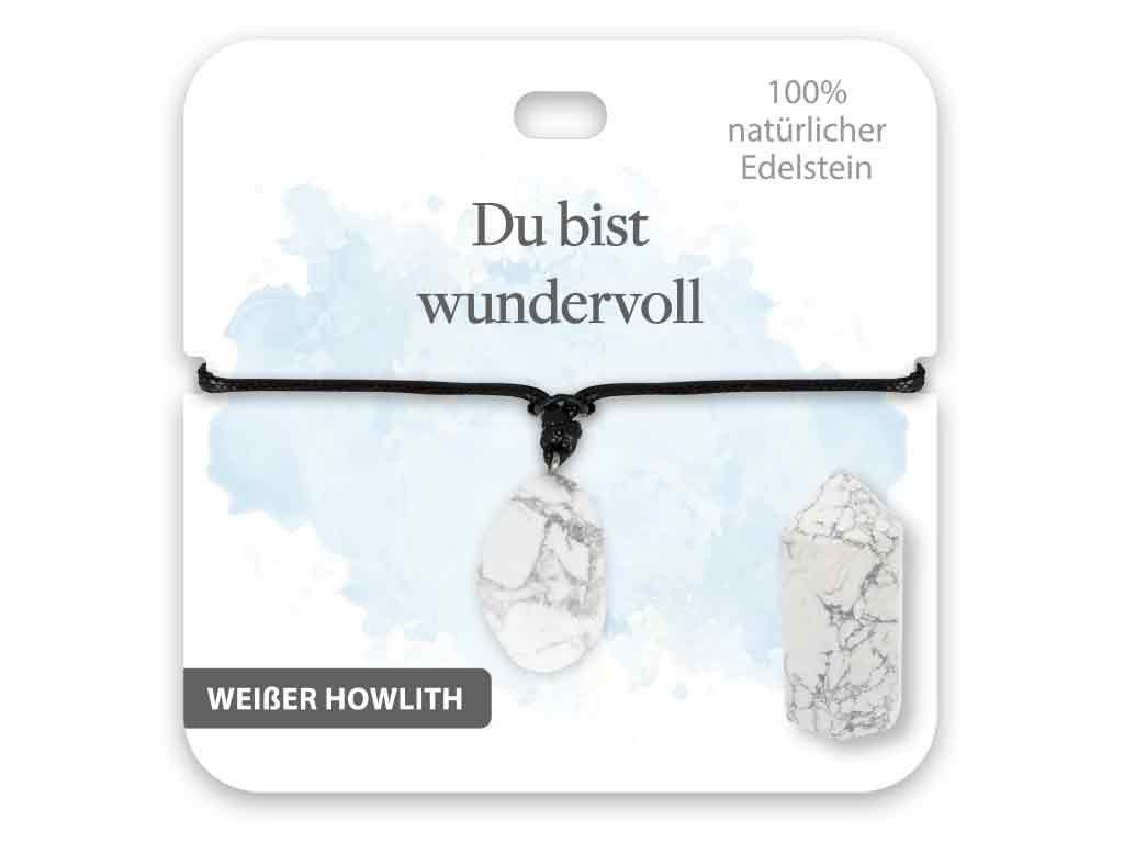 Kette mit Anhänger BB Klostermann Edelstein Kette Weißer Howlith Du bist wundervoll