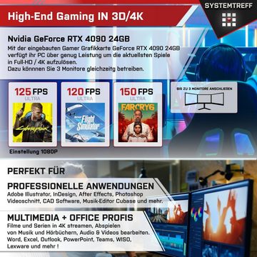 SYSTEMTREFF Gaming-PC (AMD Ryzen 9 7950X3D, GeForce RTX 4090, 32 GB RAM, 2000 GB SSD, Wasserkühlung, Windows 11, WLAN)