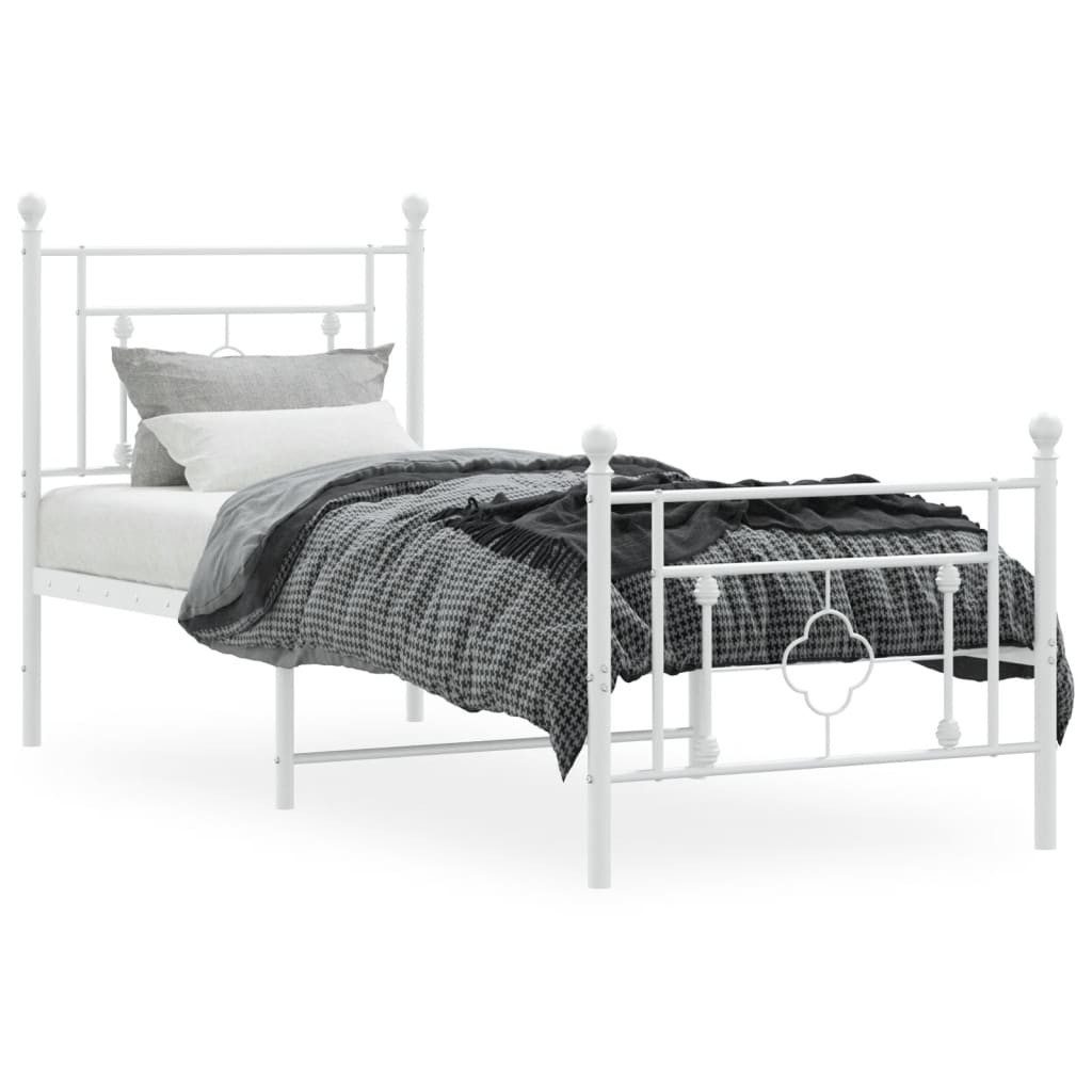 vidaXL Bett Bettgestell mit Kopf- und Fußteil Metall Weiß 75x190 cm günstig online kaufen