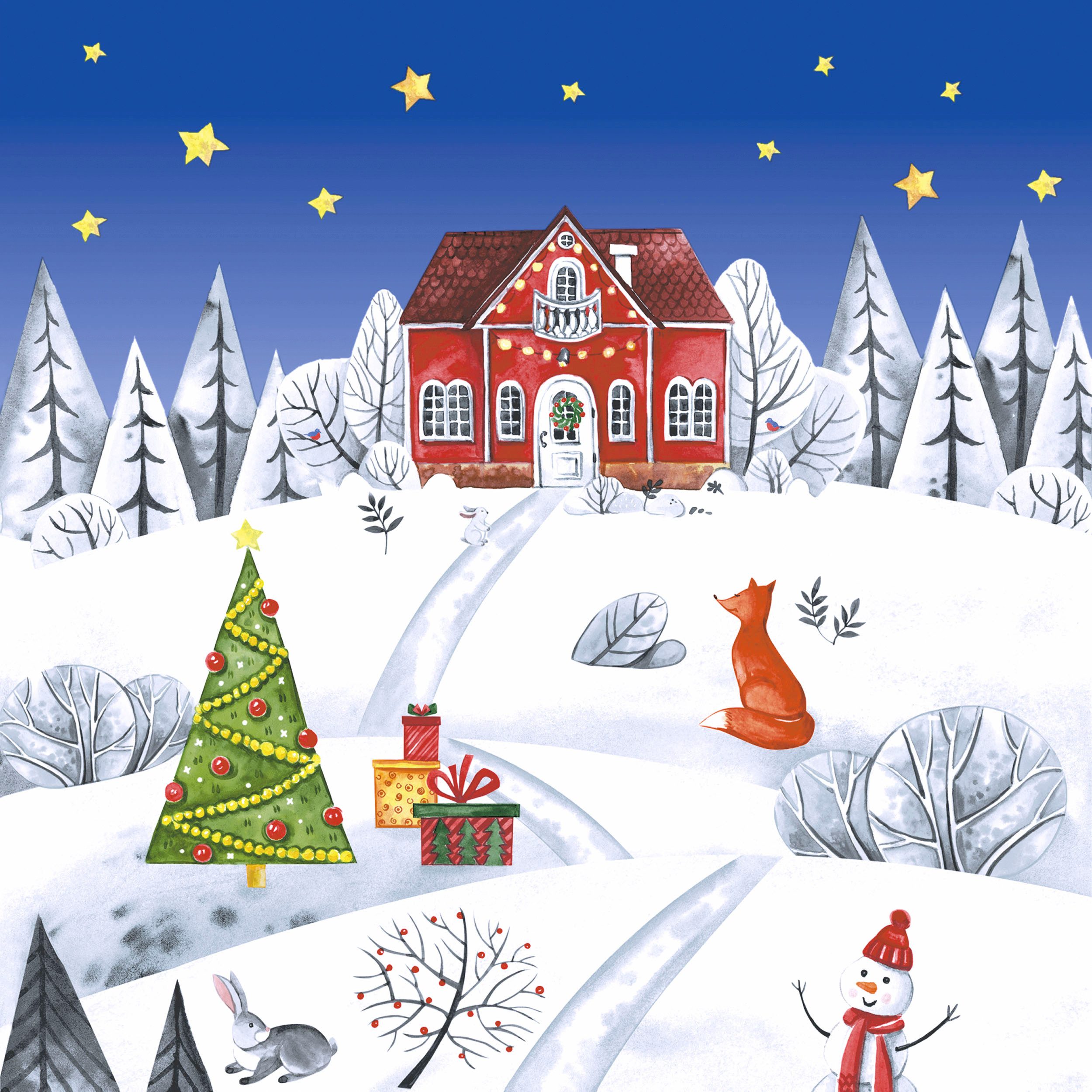 Paper+Design Papierserviette Weihnachten im Dorf, (5 St), 33 cm x 33 cm