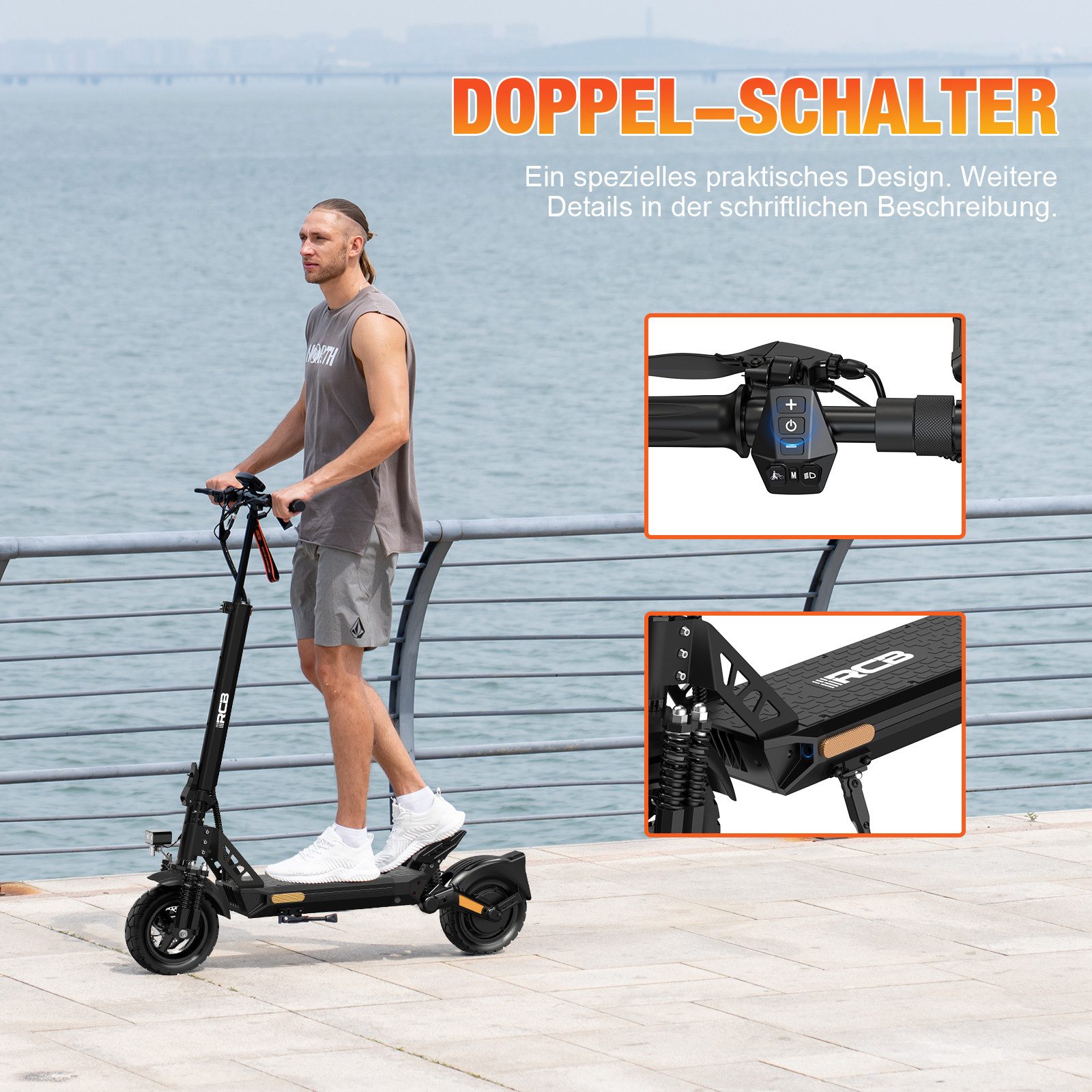RCB E-Scooter D5/D5 PRO ABE (Ultra), NFC/Blinker/APP, 90-120KM Reichweite, 500,00 W, 20,00 km/h, (1 tlg), bis zu 120 km Reichweite, 10 Zoll pannensicherer Reifen, klappbar