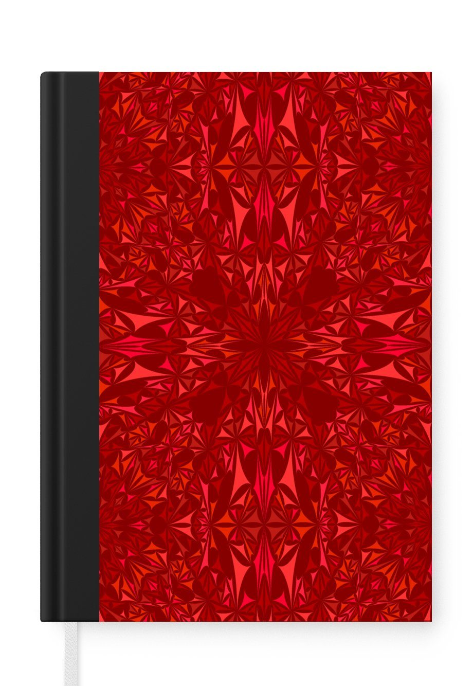 MuchoWow Notizbuch Kristall - Rot - Kaleidoskop - Design - Muster, Journal, Merkzettel, Tagebuch, Notizheft, A5, 98 Seiten, Haushaltsbuch | Notizbücher