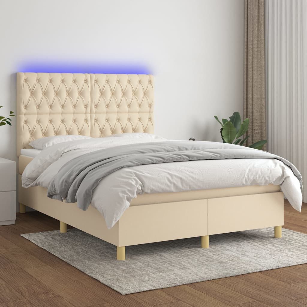 vidaXL Boxspringbett (140 x 200 cm, Knopfheftung Parallel, Schwarz), mit LE günstig online kaufen