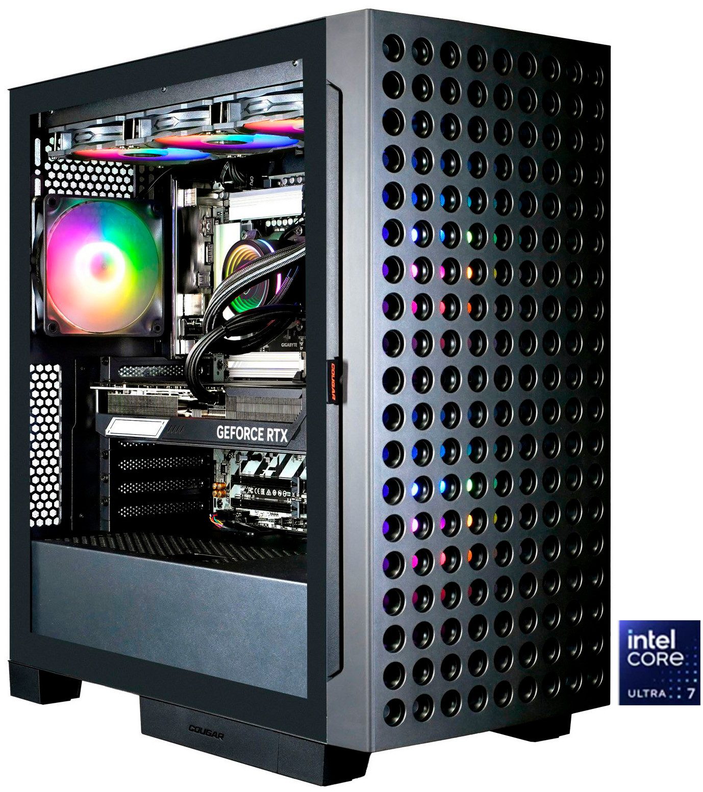 Cougar AIRFACE ECO BK Core Ultra 7 270K Plus 32GB DDR5 1TB SSD Gaming-PC (Intel® Core Ultra 7 270K Plus, RTX 5070 Ti, 32 GB RAM, 1000 GB SSD, Wasserkühlung, Windows 11, DDR5 RAM)