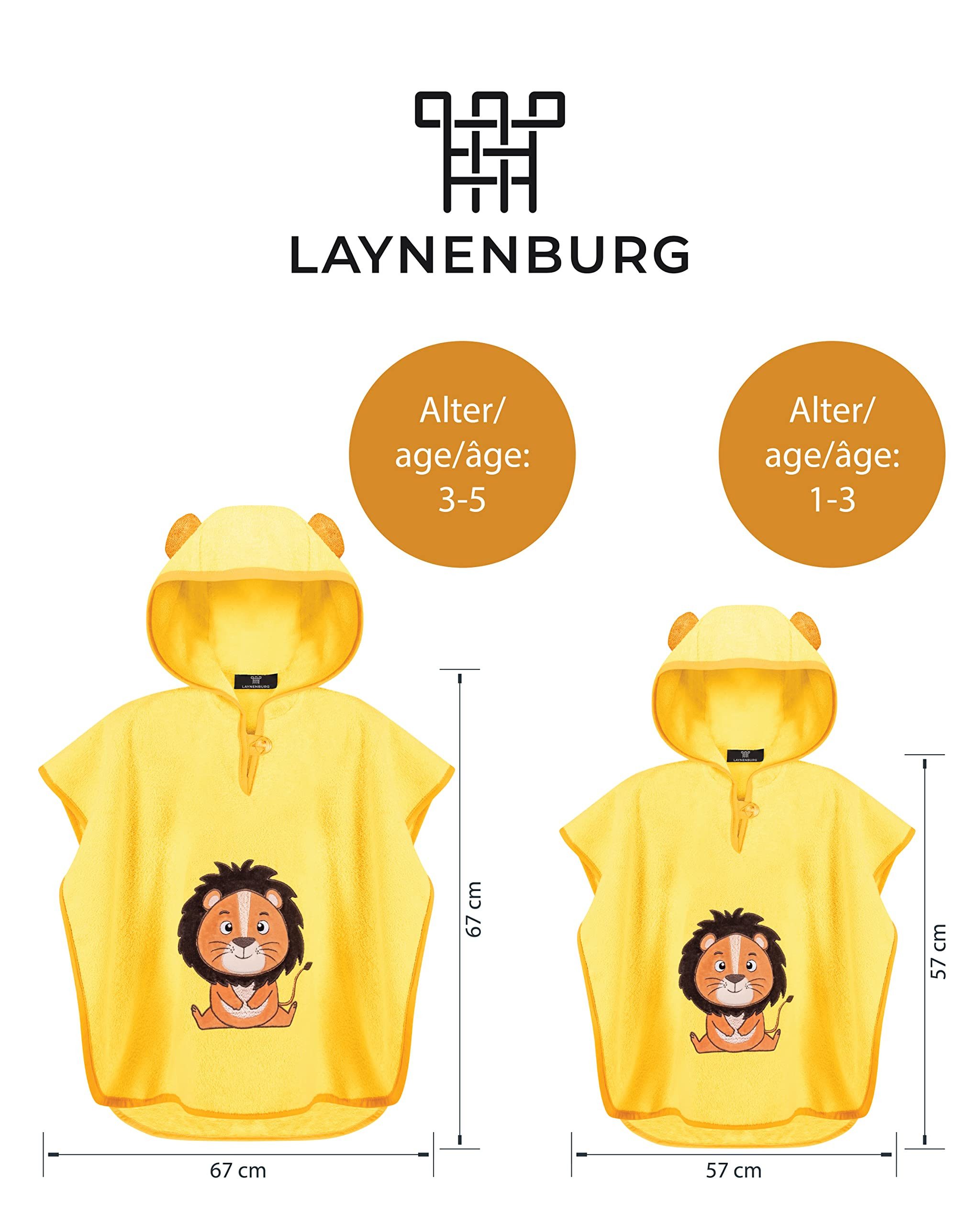 Laynenburg Badeponcho Kinder mit Kapuze - 100% Baumwolle - Strandponcho, Handtuch Poncho aus Frottee für Baby Jungen Mädchen – Bild 5 von 5