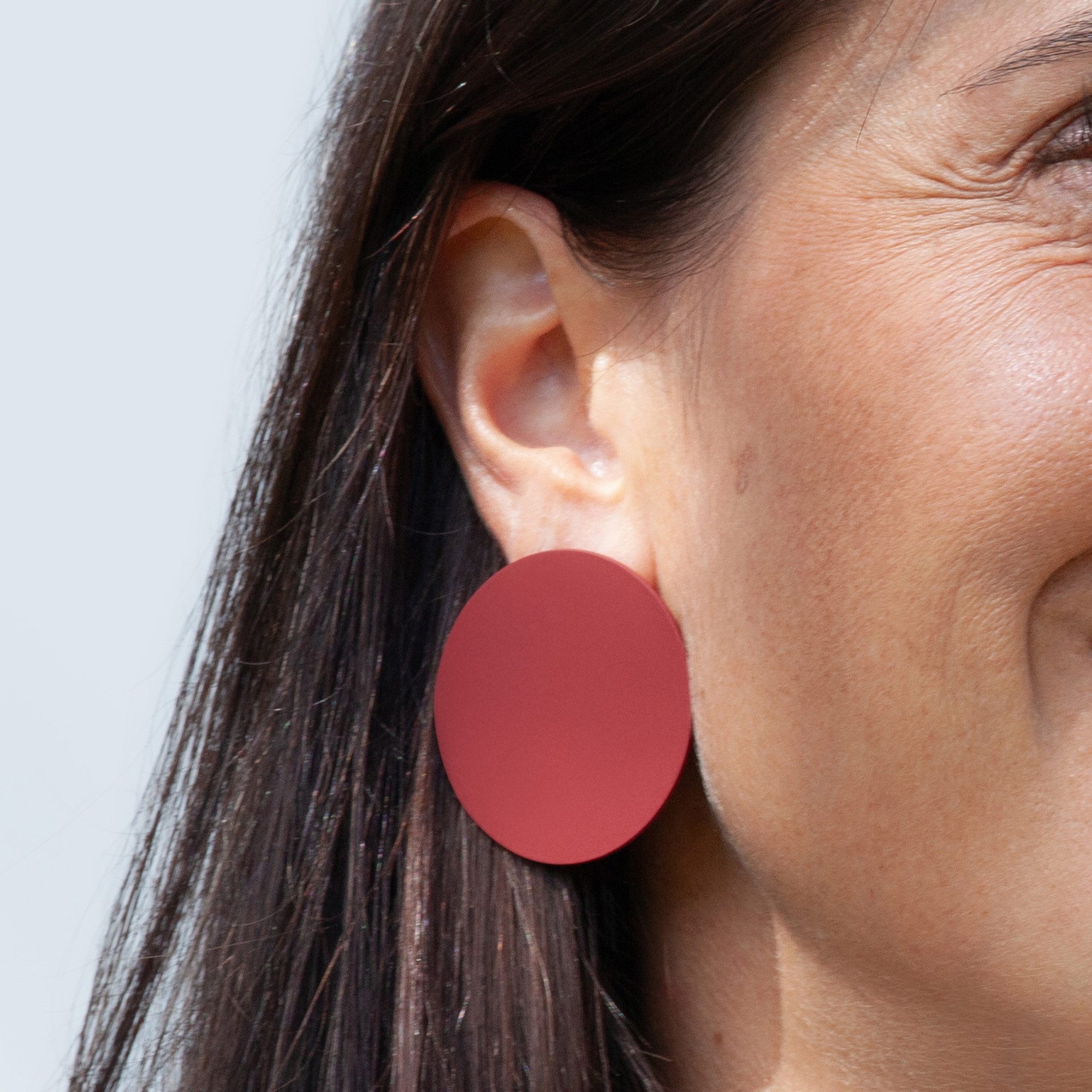 ALEXASCHA Paar Ohrstecker Ausgefallene Statement Ohrringe rot • 40mm • einzigartig & handgemacht – Bild 3 von 5