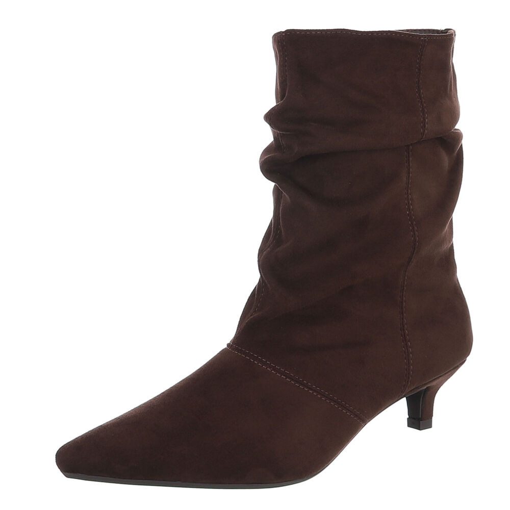 Ital-Design Damen Stiefelette mit Absatz und Spitzer Form Stiefelette (92268841) Pfennig-/Stilettoabsatz Stiefeletten in Dunkelbraun