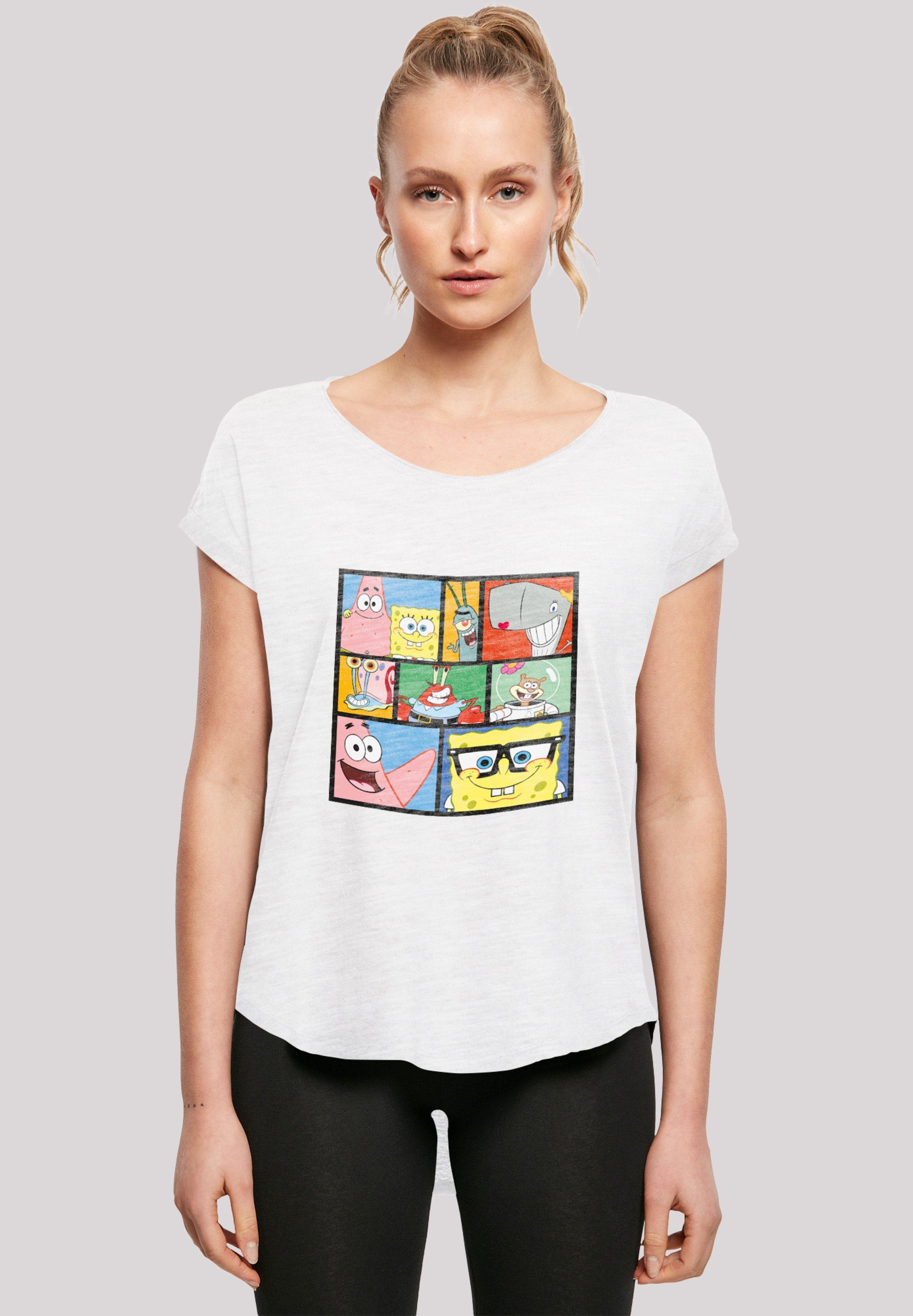 F4NT4STIC T-Shirt 'Spongebob Schwammkopf Collage' Print weiß