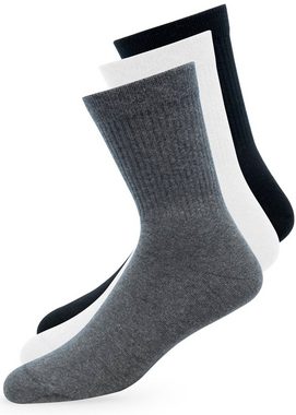 ROOXS Tennissocken Hohe Sportsocken für Damen & Herren (3-Paar) Basic Crew Socks, Made in EU