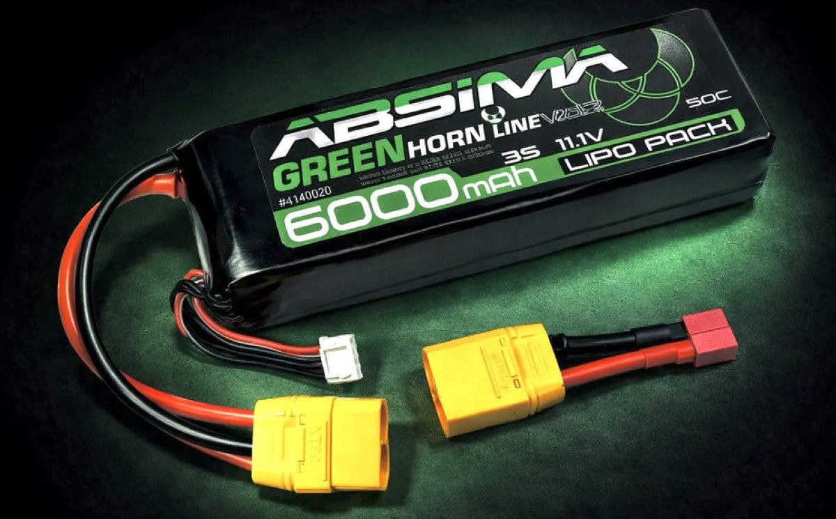 Absima GREENHORN Modellbau 4140020 Akku für ferngesteuerte Autos 6000 mAh (3S 11.1 V), Ultra-Resistant-Soft-Case