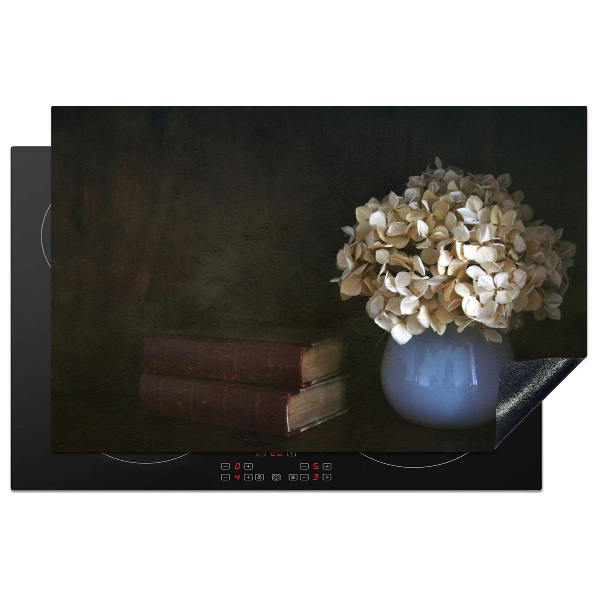 MuchoWow Herdblende-/Abdeckplatte Hortensie - Stilleben - Blumen, Vinyl, (1 tlg), 81x52 cm, Induktionskochfeld Schutz für die küche, Ceranfeldabdeckung