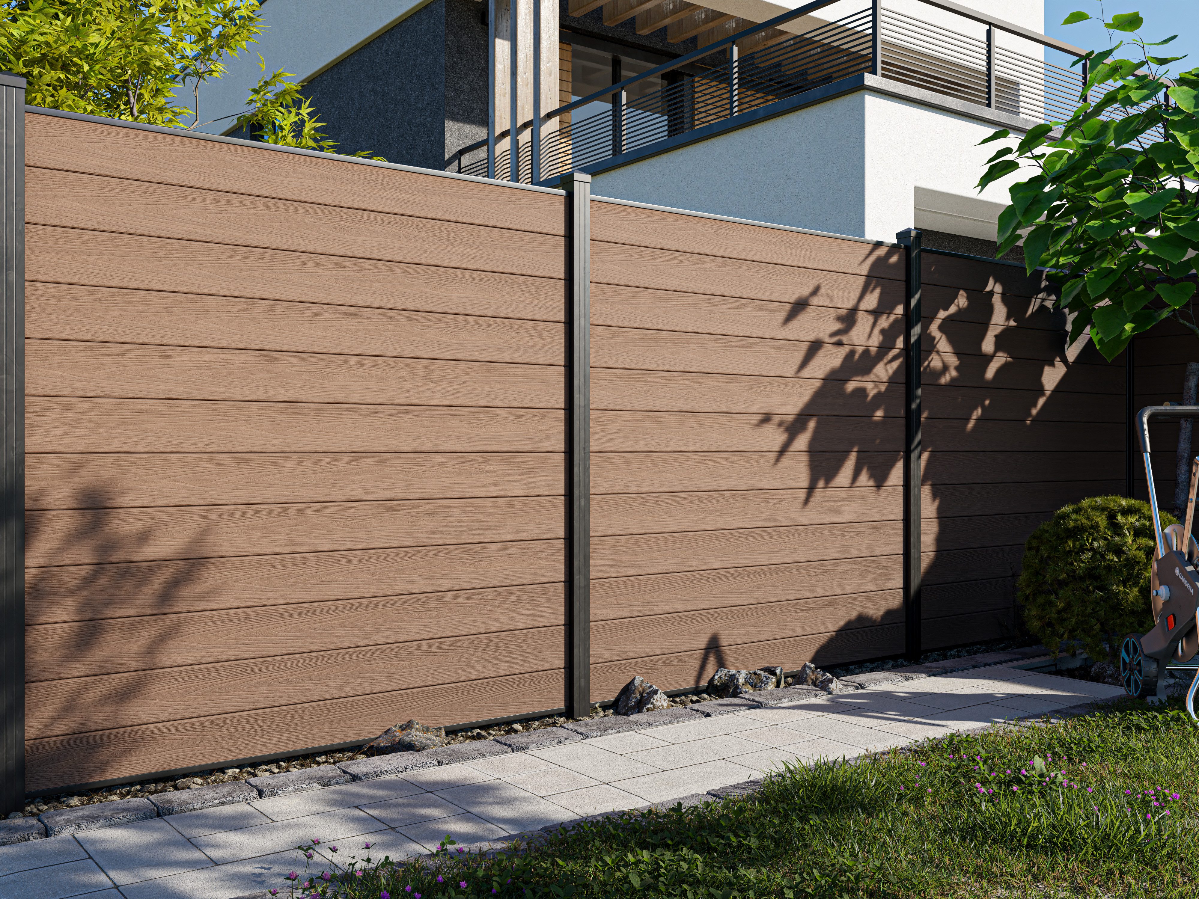 Belladoor Sichtschutzelement Bohlenset Premium für WPC-Steckzaunsystem Maple, Pflegeleicht, UV-beständig