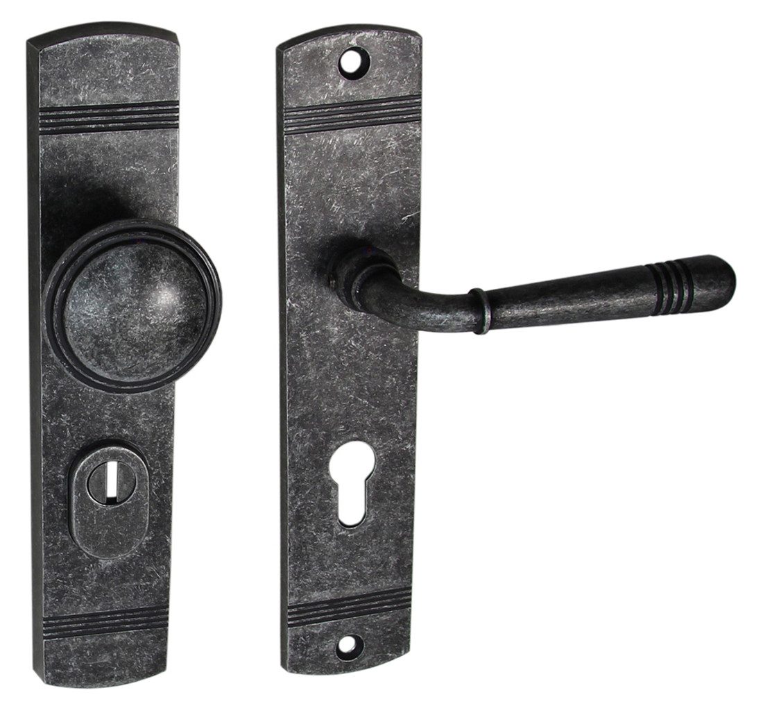 Häusler Onlinehandel GmbH Türbeschlag Schutzbeschlag Helena LS Antik Grau WE 72 Kn-Dr, Außenschild mit Stahleinlage