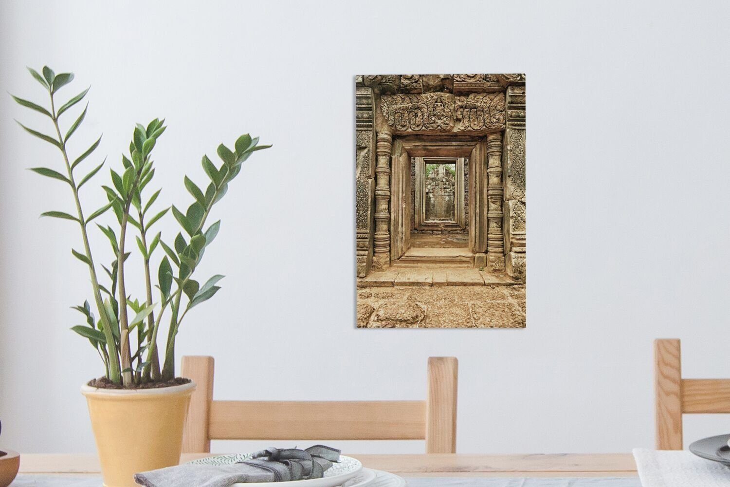 Gemälde, 20x30 St), bespannt Leinwandbild fertig OneMillionCanvasses® (1 Leinwandbild zum in Der Kambodscha, Eingang Zackenaufhänger, inkl. cm Bayon-Tempel