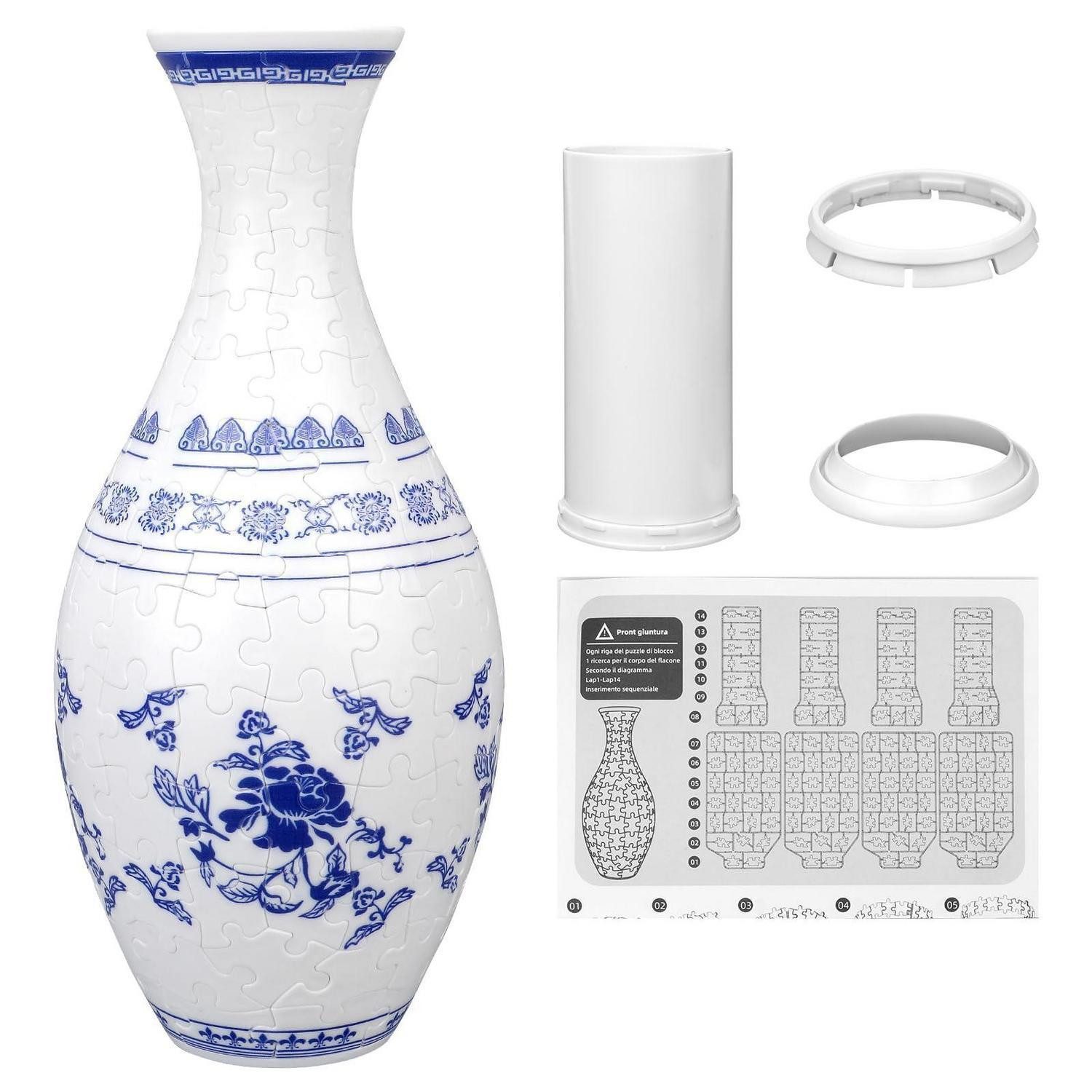LuxusKollektion 3D-Puzzle 3D-Puzzle-Vase Blau & Weiß ABS 160 Teile, Puzzleteile
