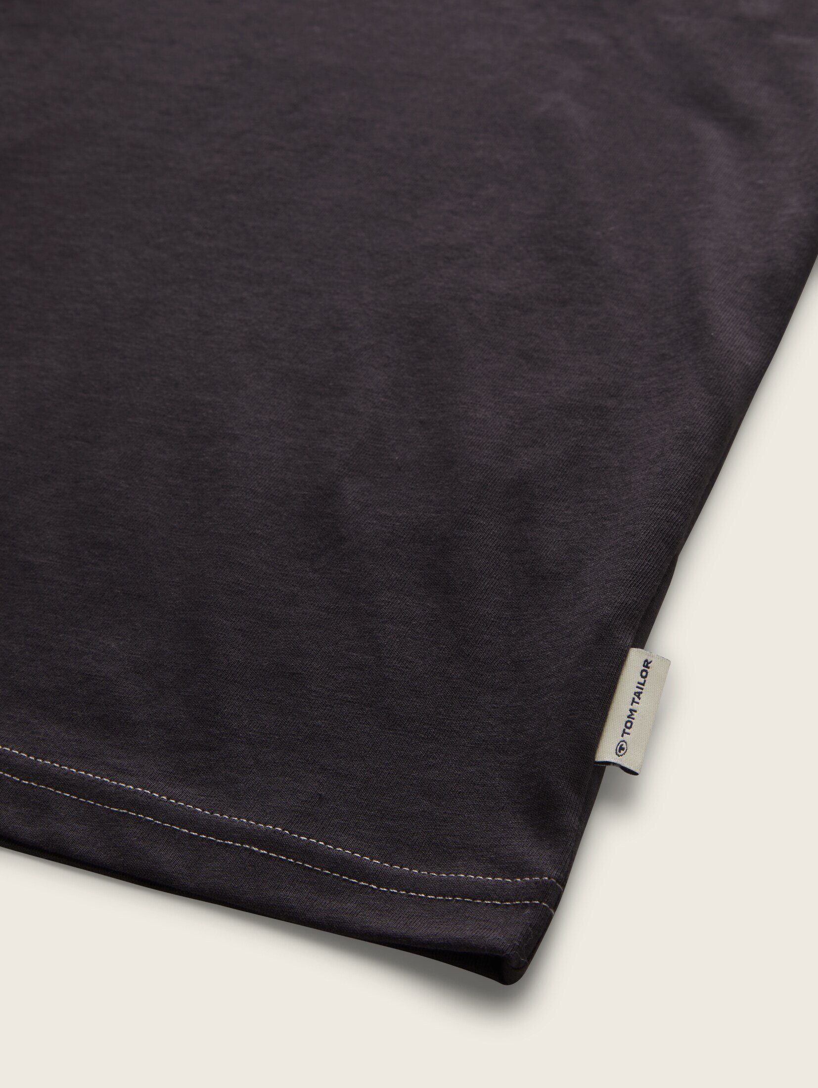 grey TOM TAILOR mit coal Bio-Baumwolle Langarmshirt T-Shirt Oversized