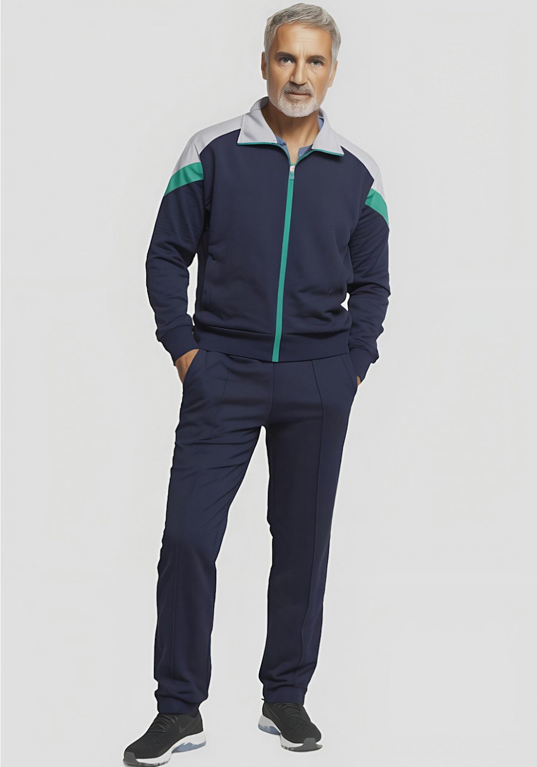 Herbold Sportswear Trainingsanzug Herren Freizeitanzug Sportanzug (2-tlg), gerade Beinabschlüsse und Biese auch in Kurzgrößen