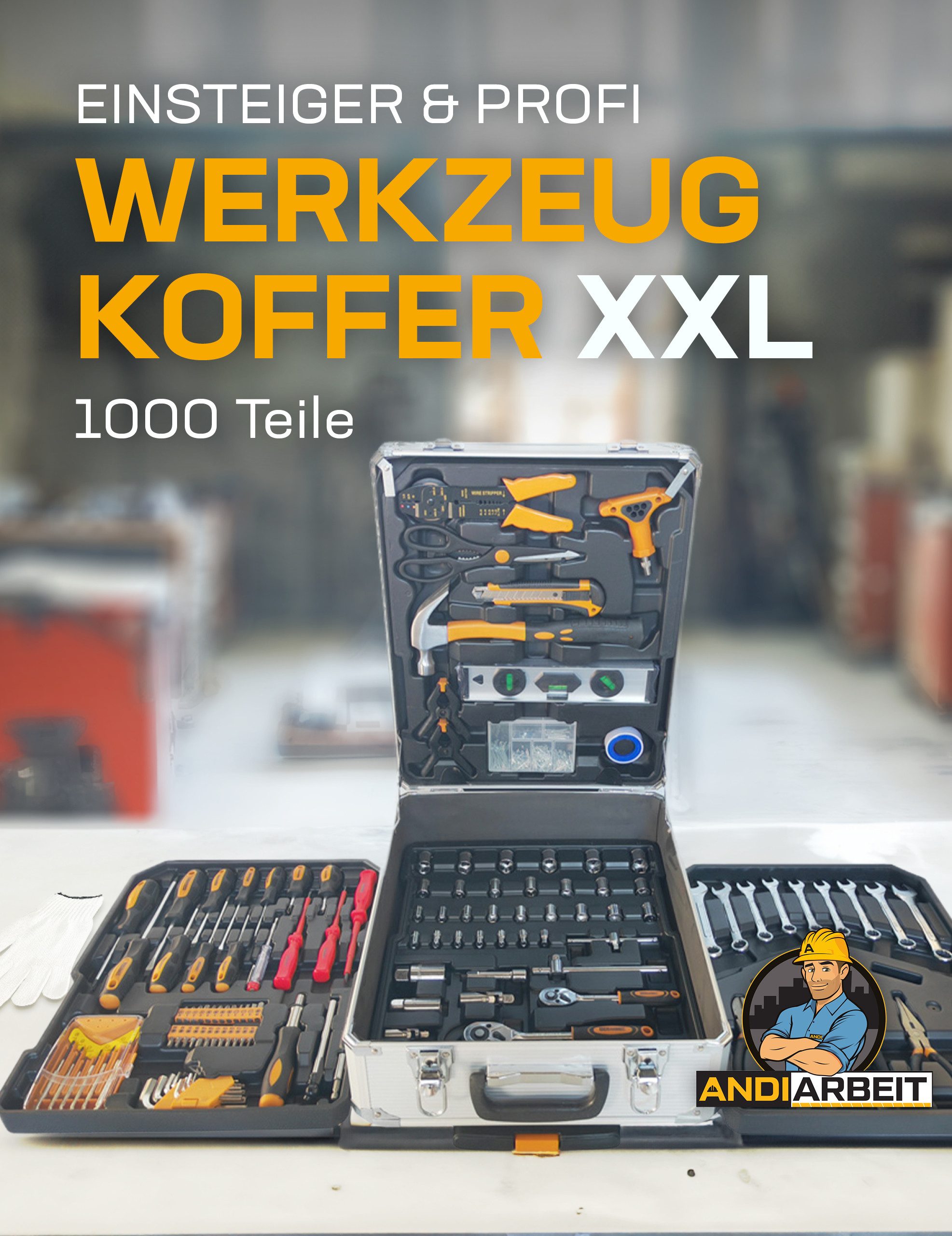 ANDIARBEIT Werkzeugset "Alleskönner" Werkzeugkoffer Trolley 1000-tlg., günstig online kaufen
