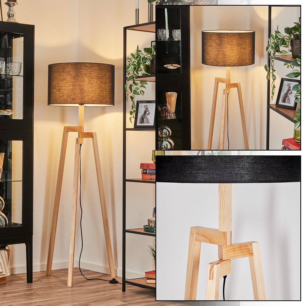 hofstein Stehlampe Stehlampe aus Metall/Holz im modernen Boho-Design, ohne günstig online kaufen