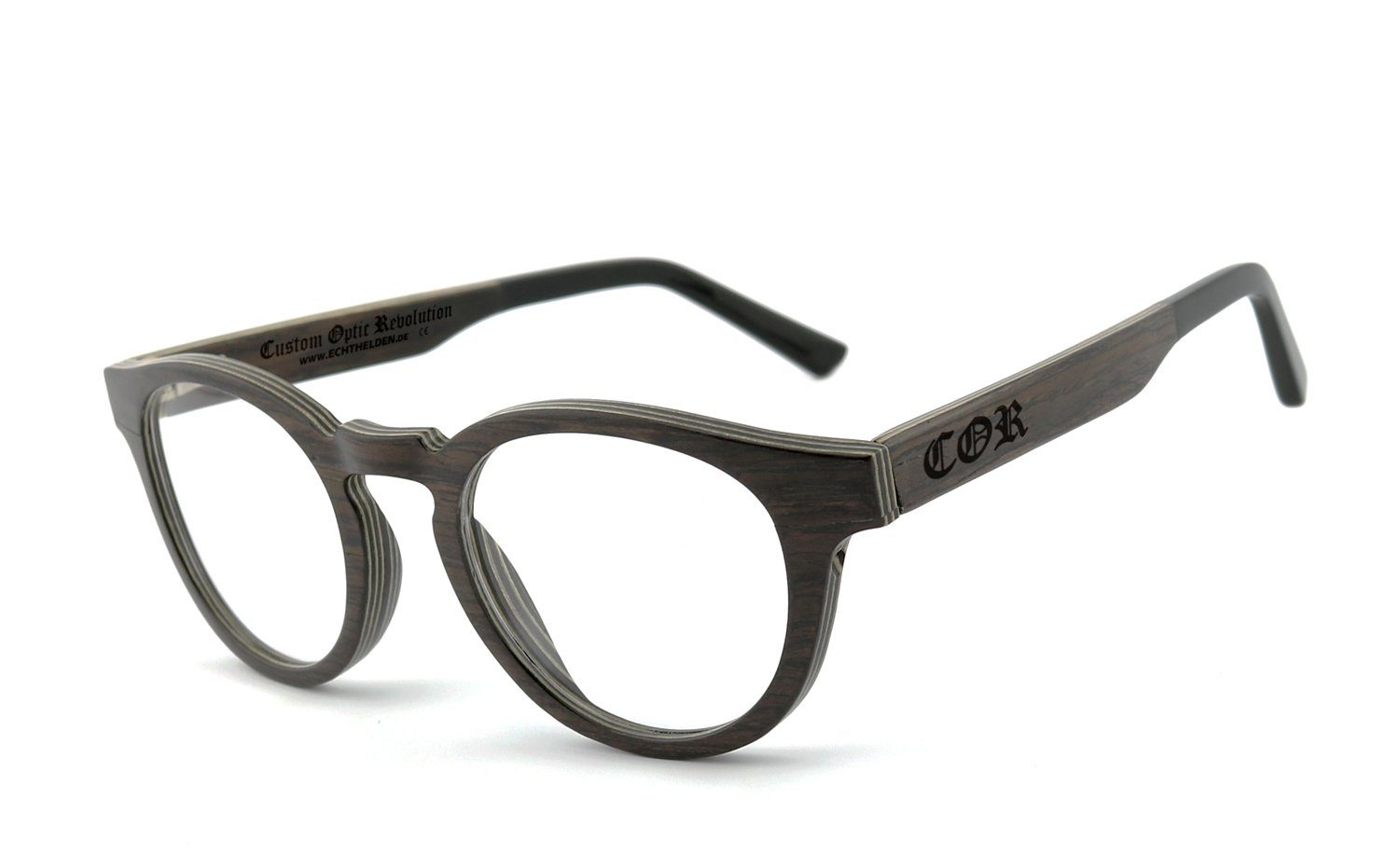 COR Brille COR001 Holzbrille, Flex-Scharnieren Bügel mit