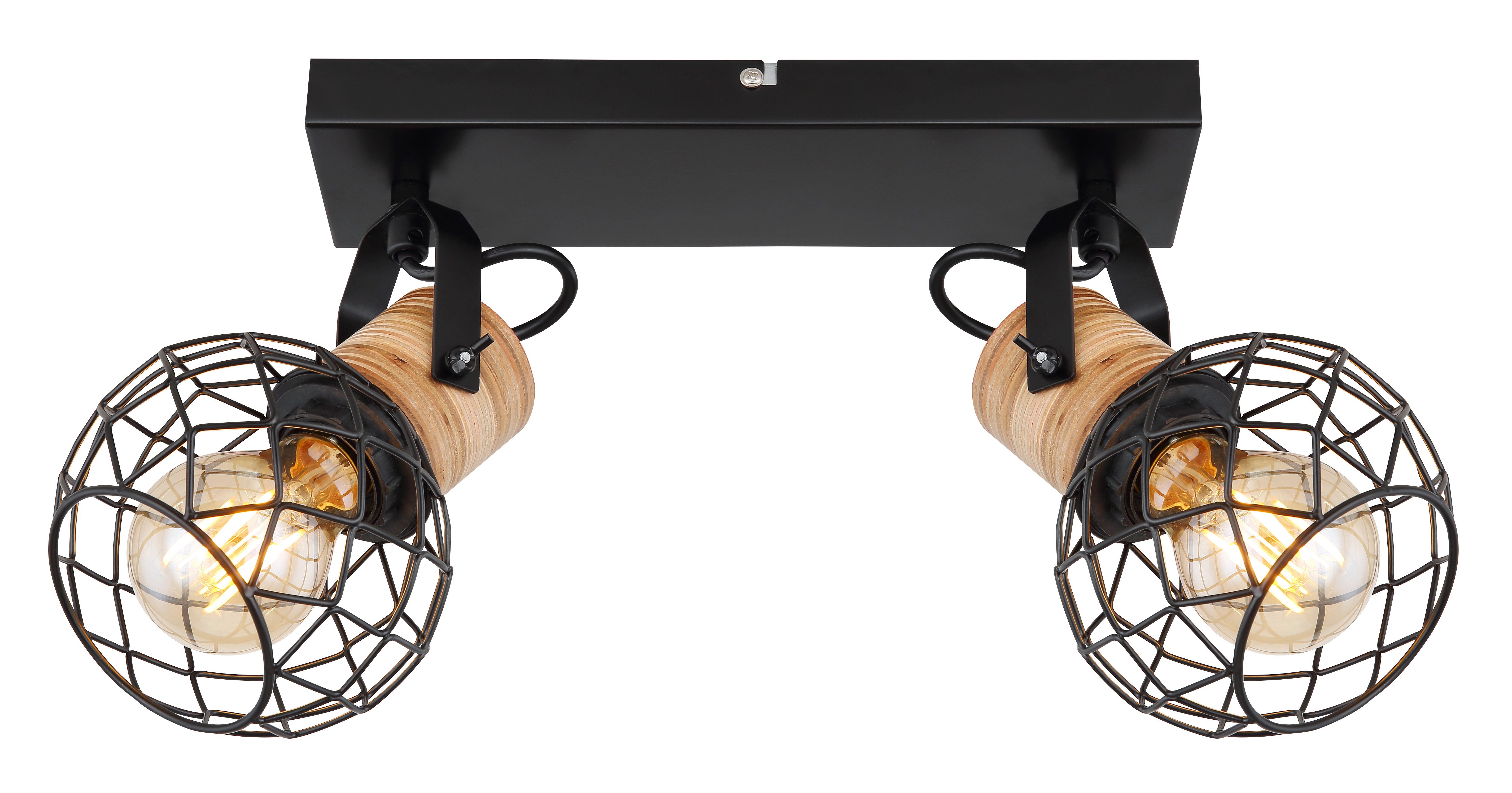 GLOBO LIGHTING Deckenstrahler LACKY, ohne Leuchtmittel, Deckenspot/schwarz/MDF braun/ Flur/Wohnzimmer/Schlafzimmer