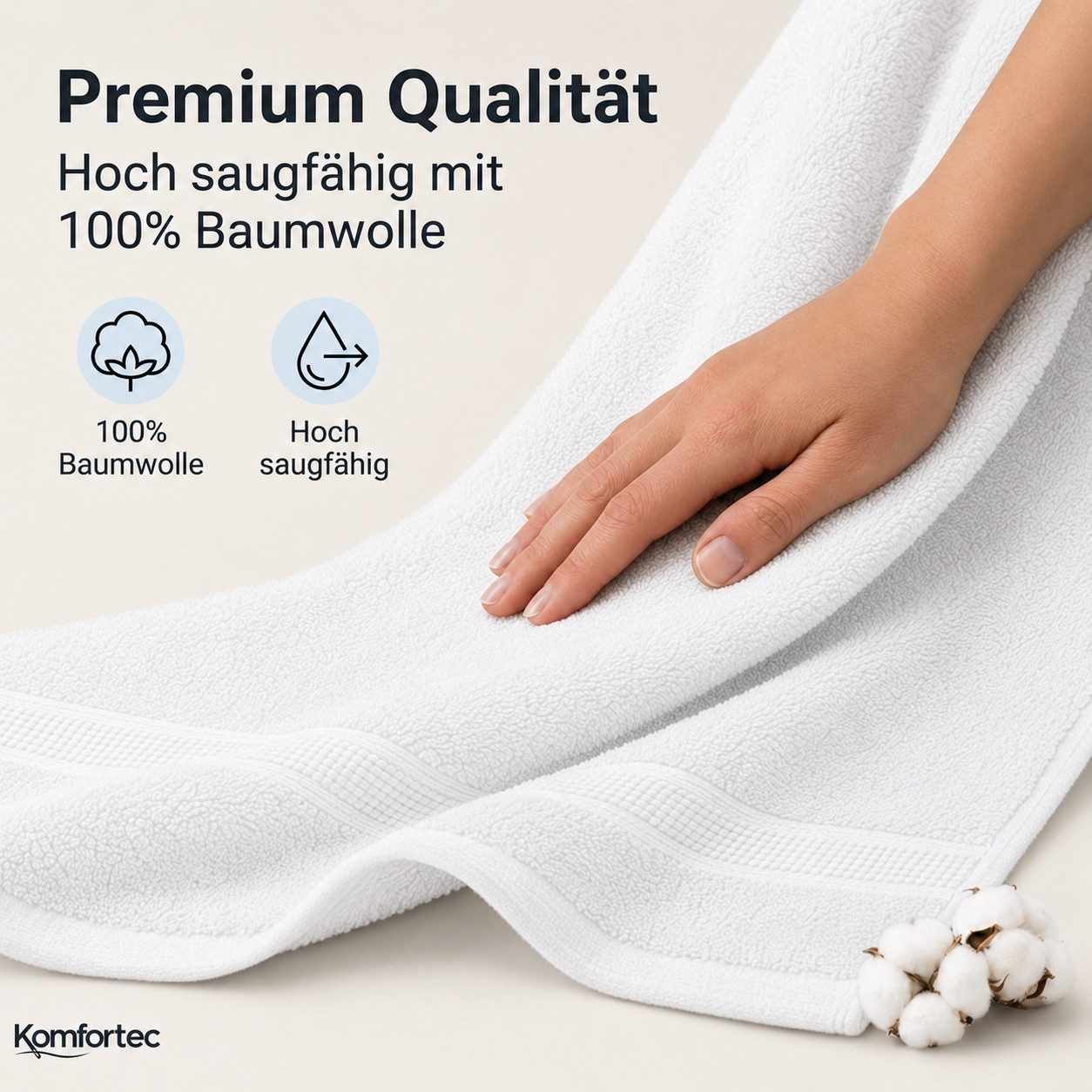 Komfortec Gästehandtücher Set aus 100% Baumwolle, (12-St) – Bild 2 von 5